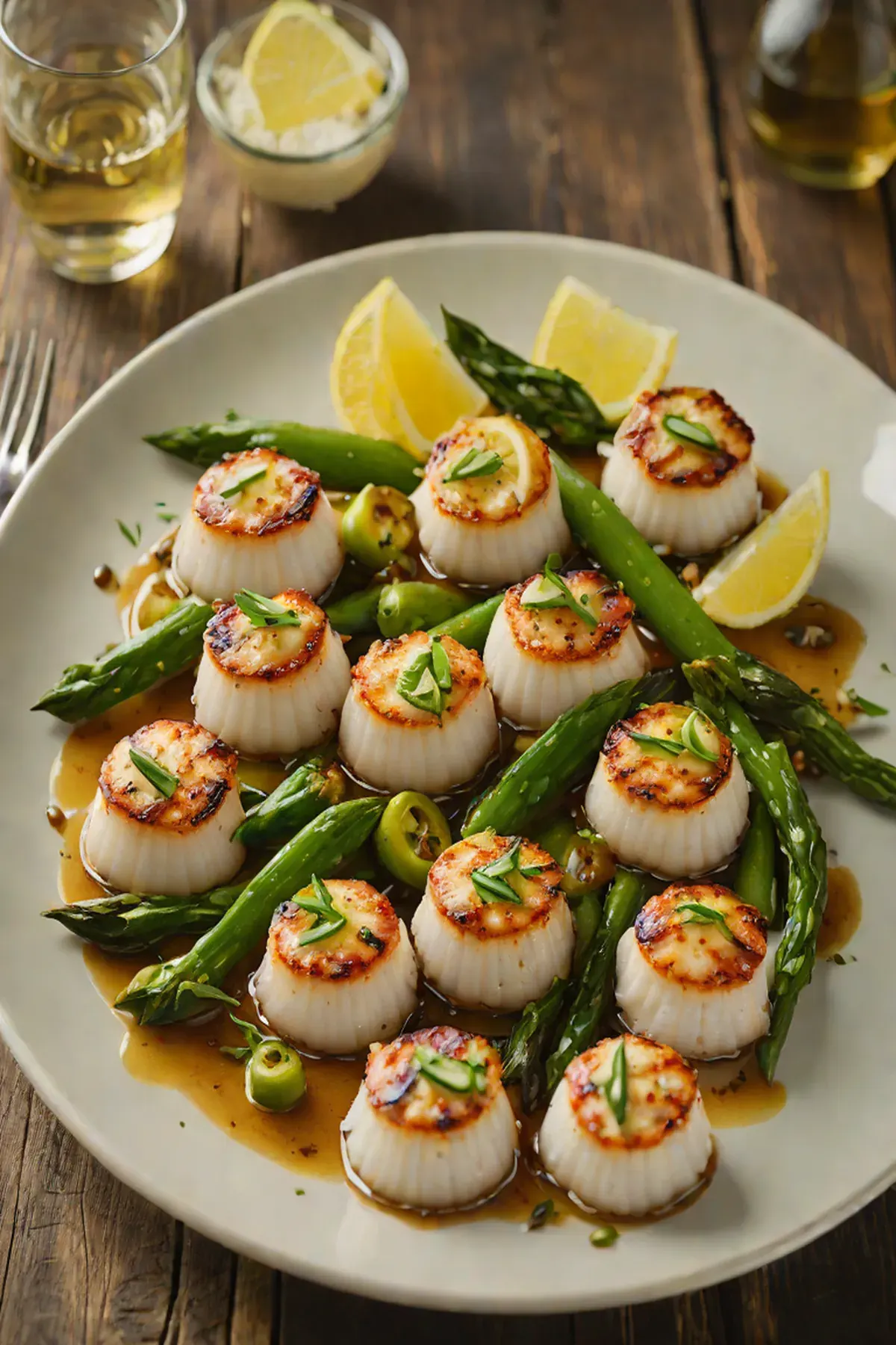 Grilled Scallops with Okra