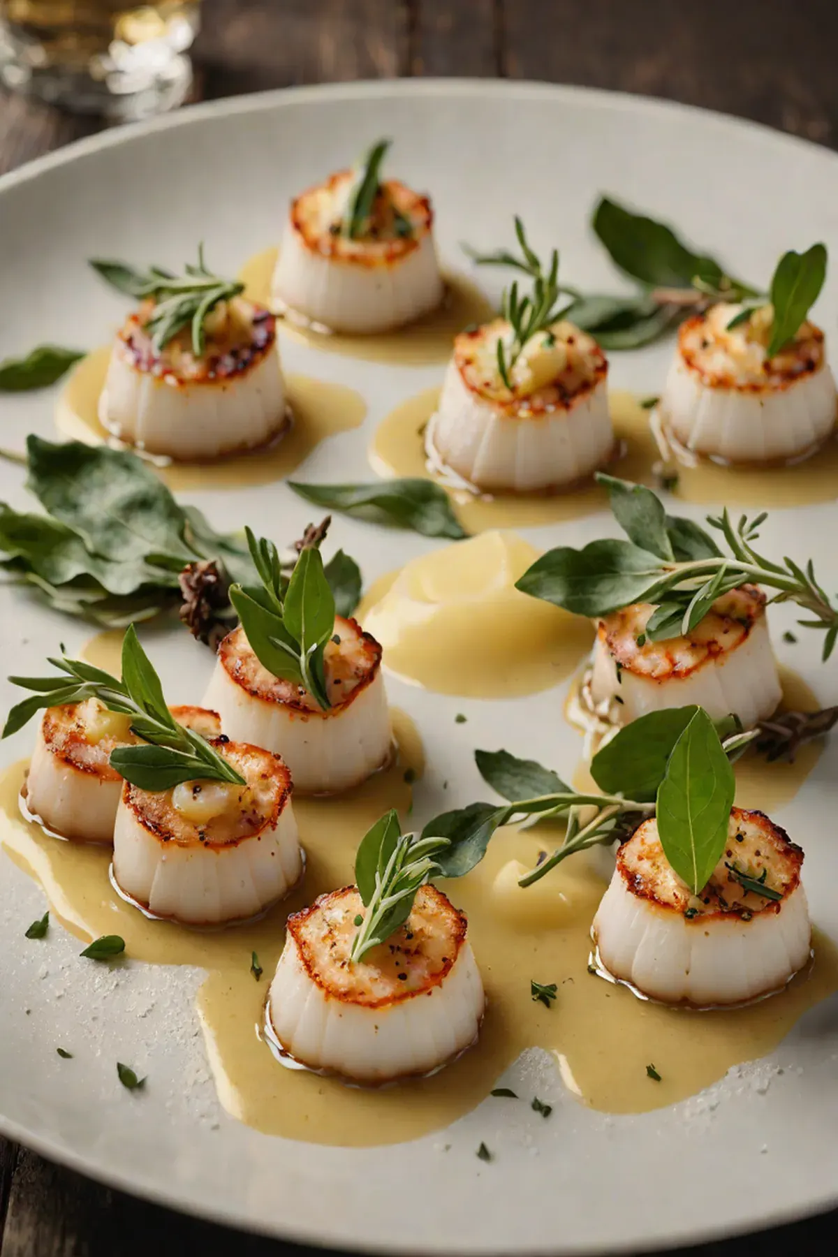Grilled Scallops with Parsnip Purée and Crispy Sage