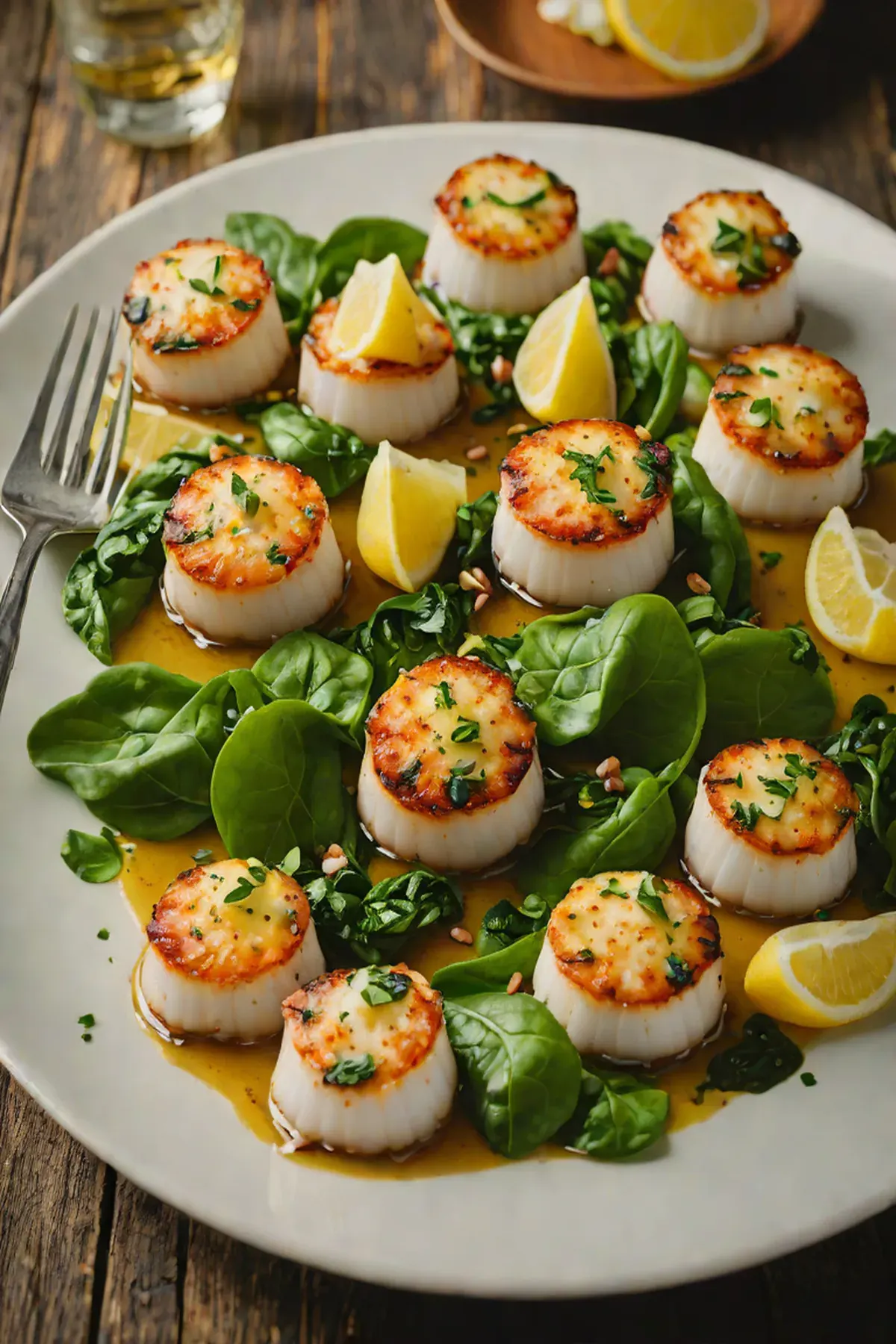 Grilled Scallops with Spinach