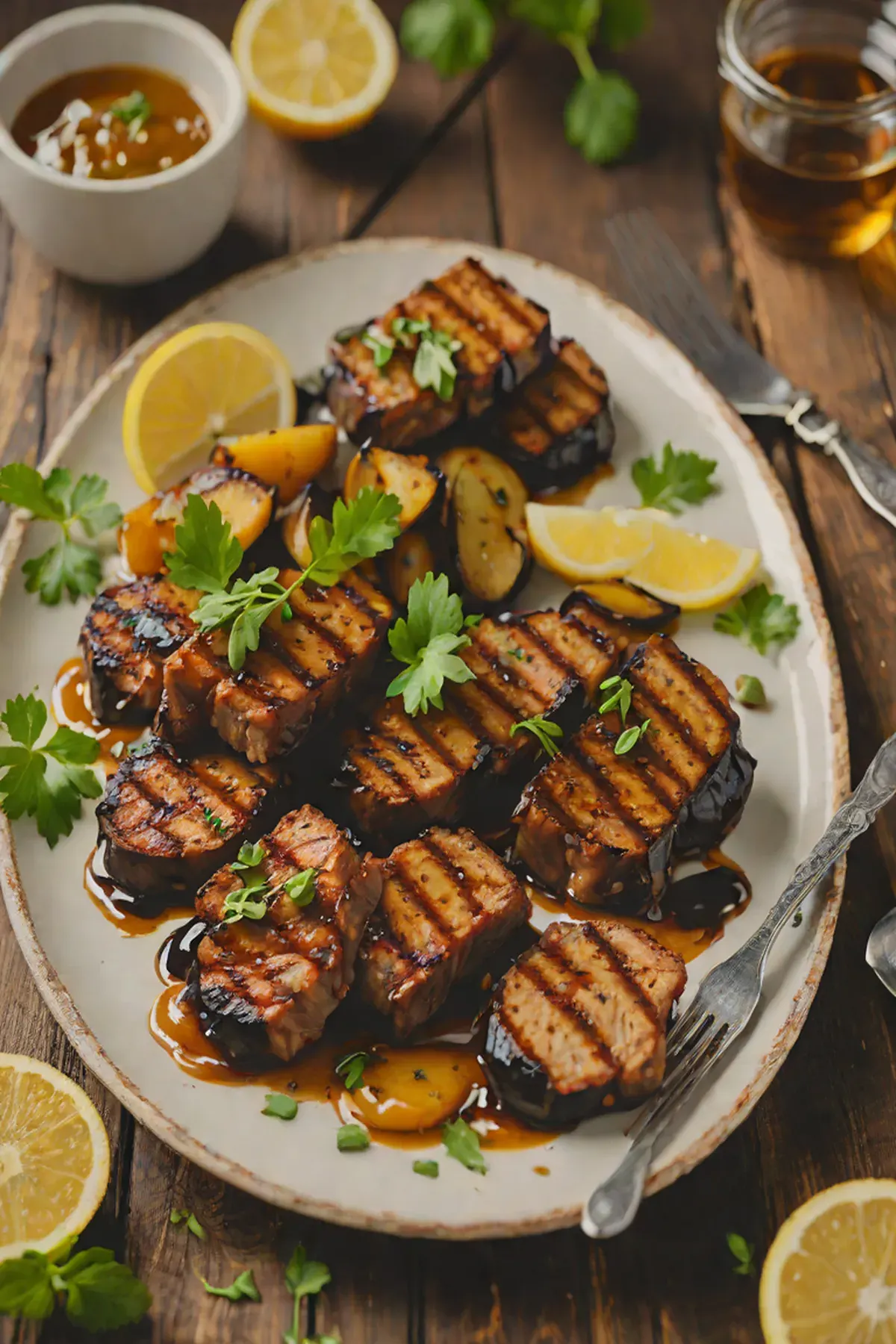 Grilled Seitan with Aubergine