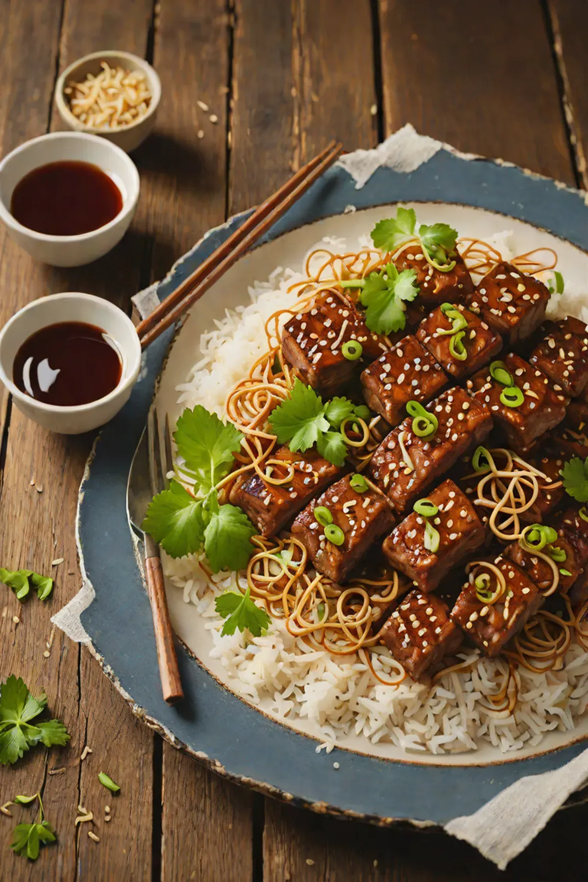 Grilled Seitan with Bean Sprout Stir-Fry