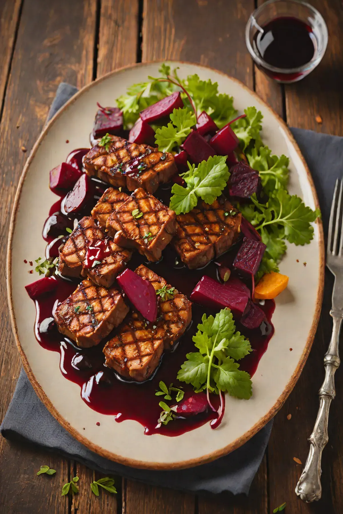 Grilled Seitan with Beetroot