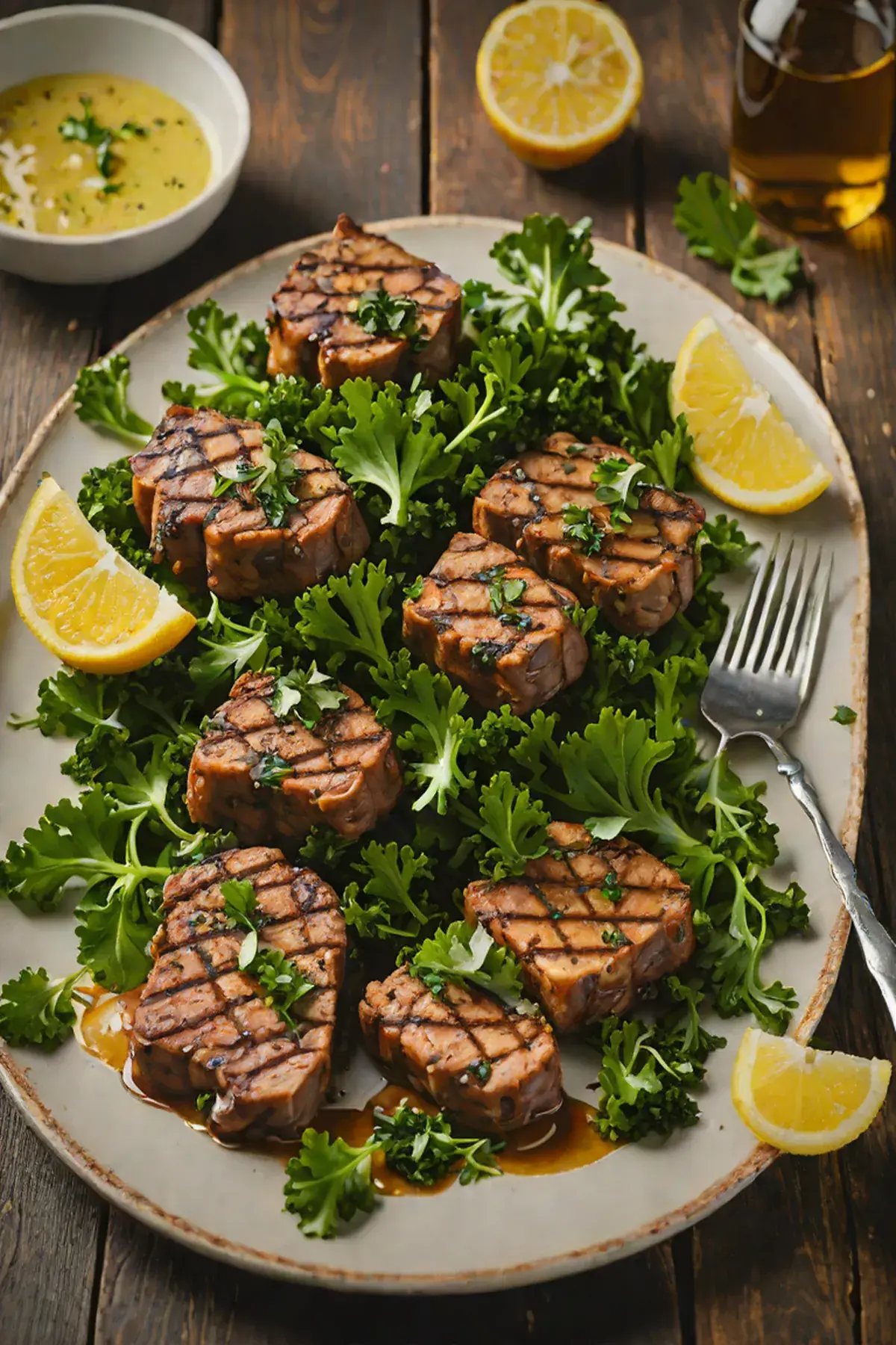 Grilled Seitan with Kale