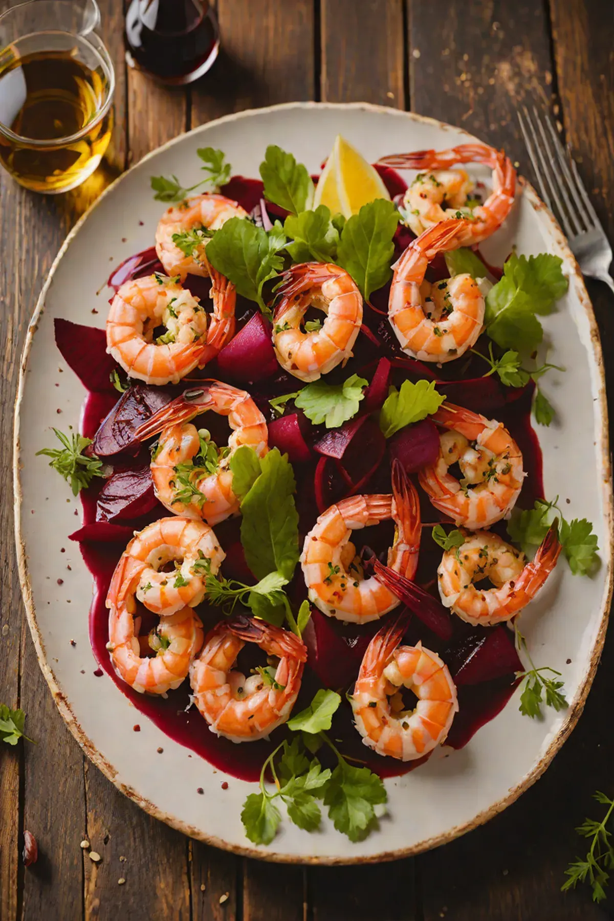 Grilled Shrimp with Beetroot