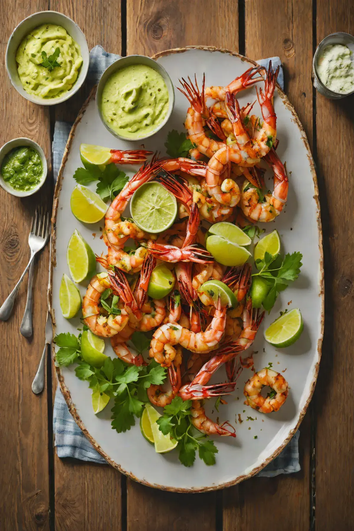 Grilled Shrimp with Cassava Root Fries and Lime-Cilantro Aioli