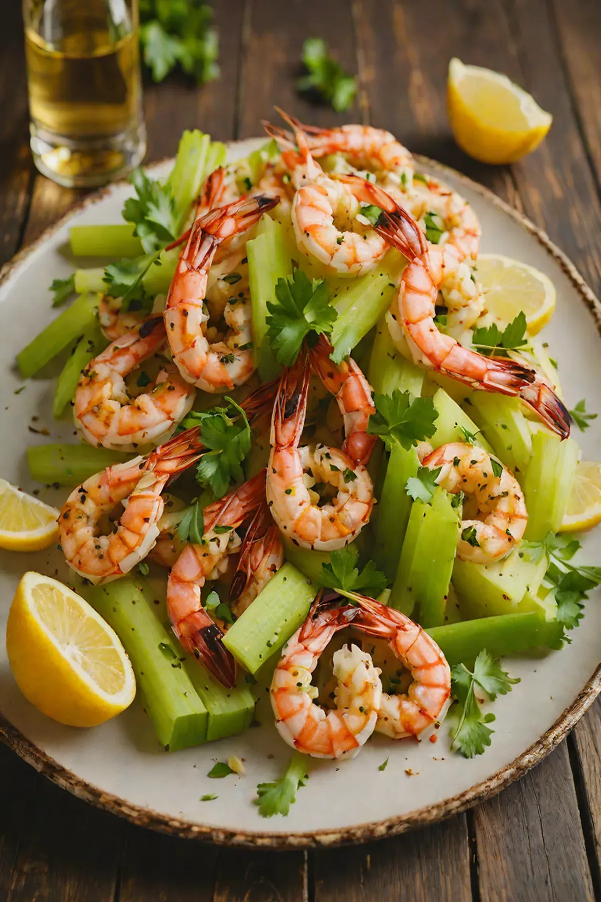 Grilled Shrimp with Celery