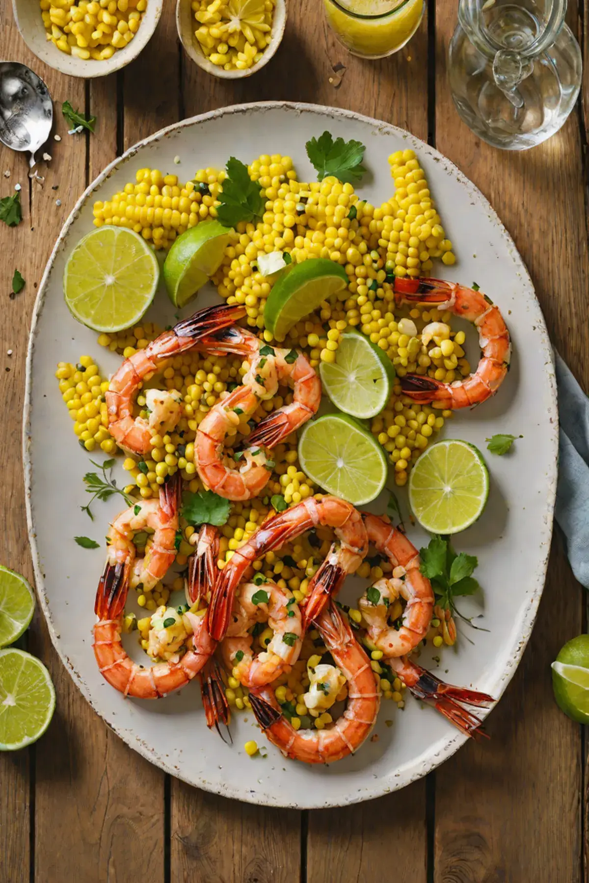 Grilled Shrimp with Charred Corn and Lime Butter