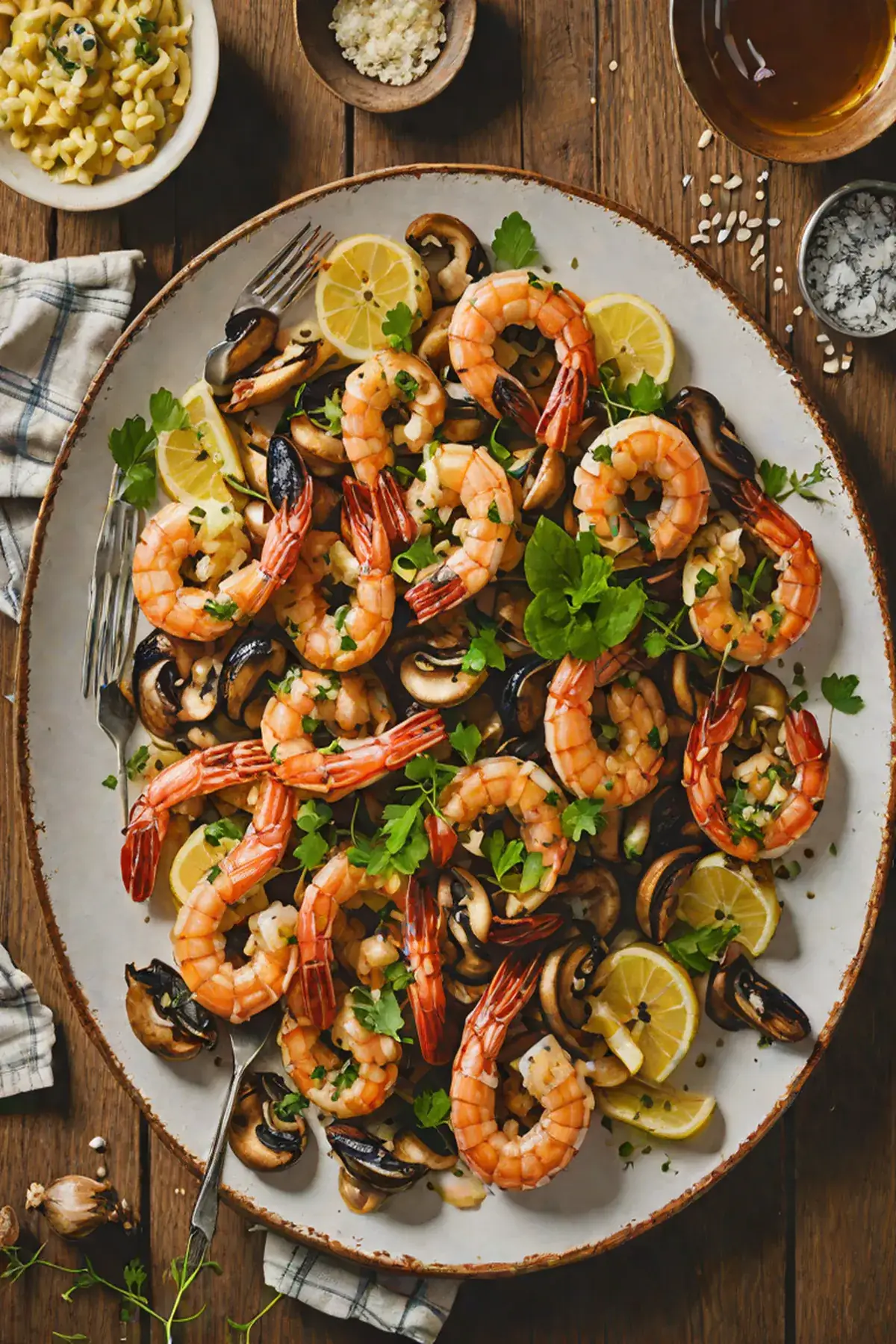 Grilled Shrimp with Garlic Butter Mushrooms