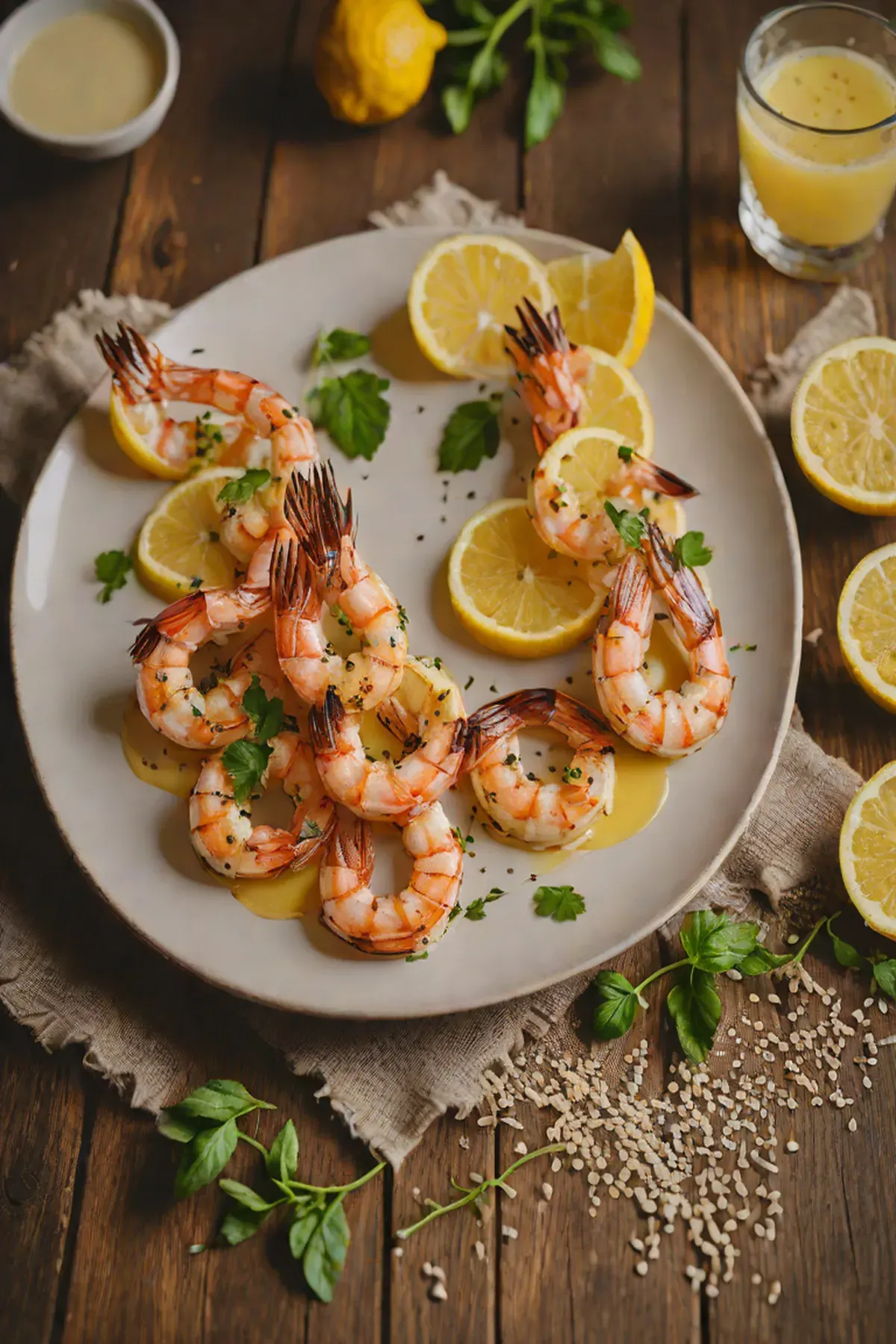 Grilled Shrimp with Parsnip Puree and Charred Lemon