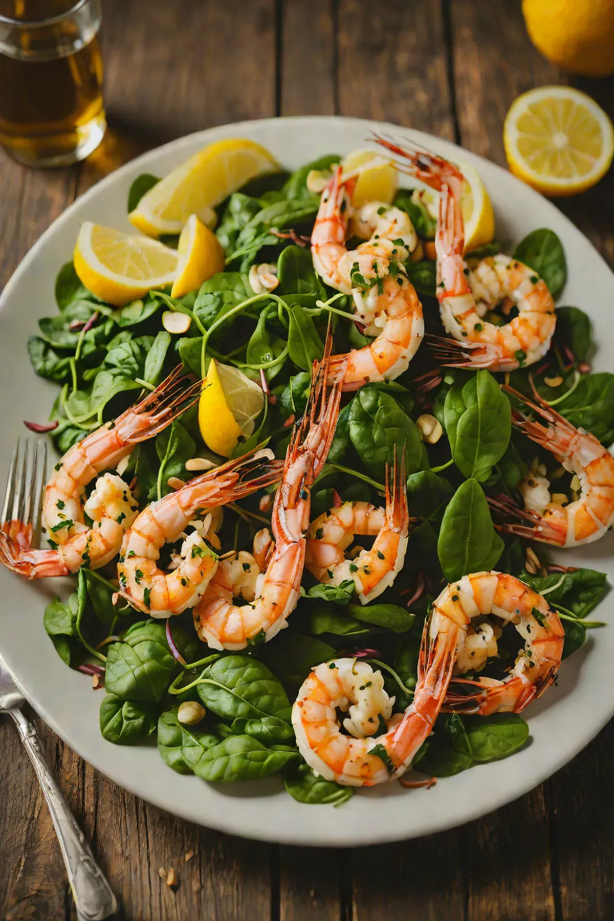 Grilled Shrimp with Spinach