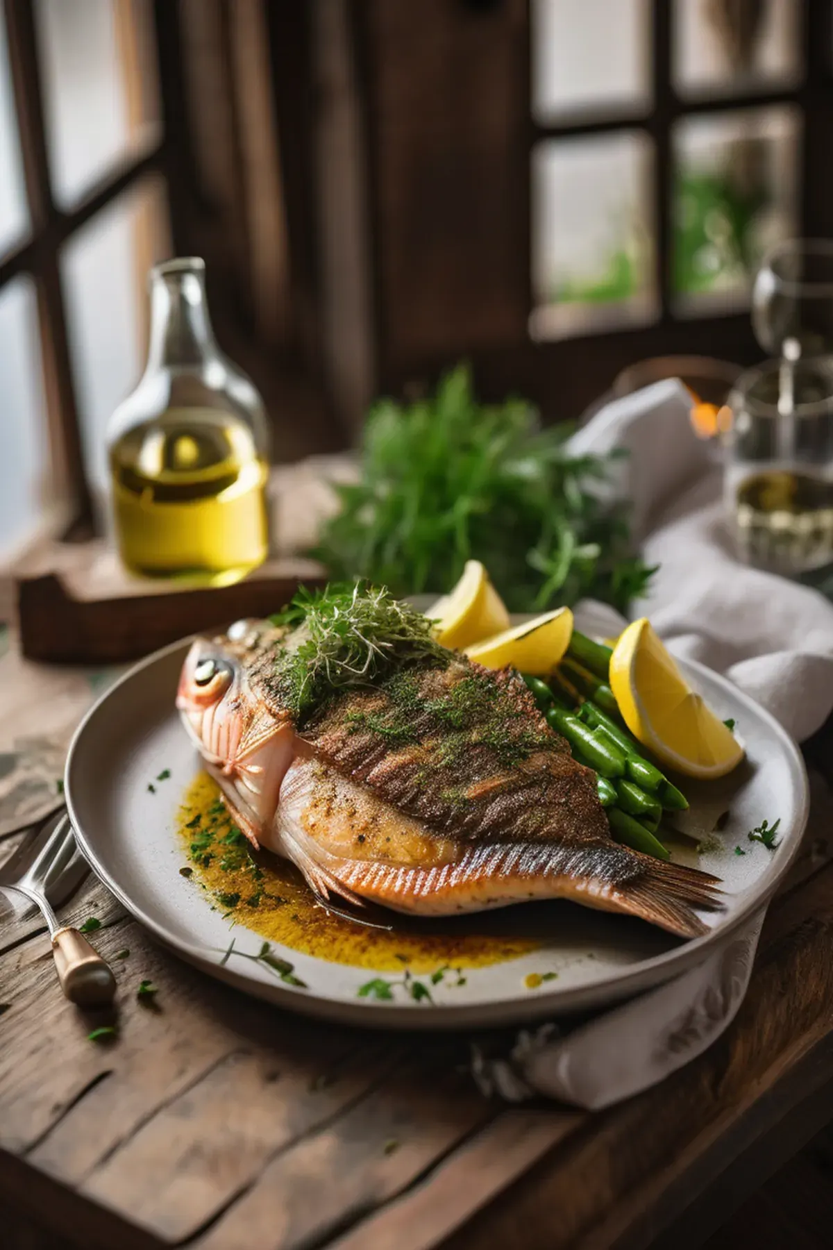 Grilled Snapper with Potato and Lemon Herb Crust