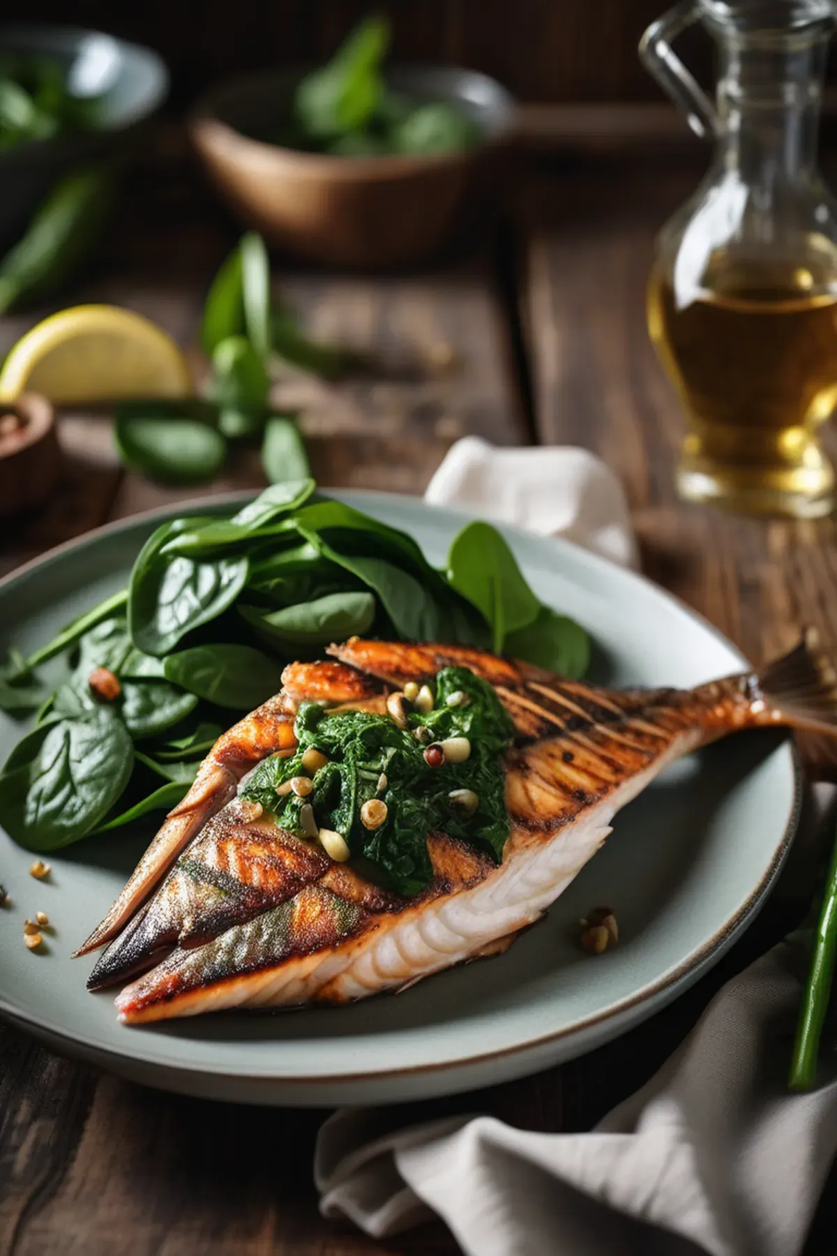 Grilled Snapper with Spinach