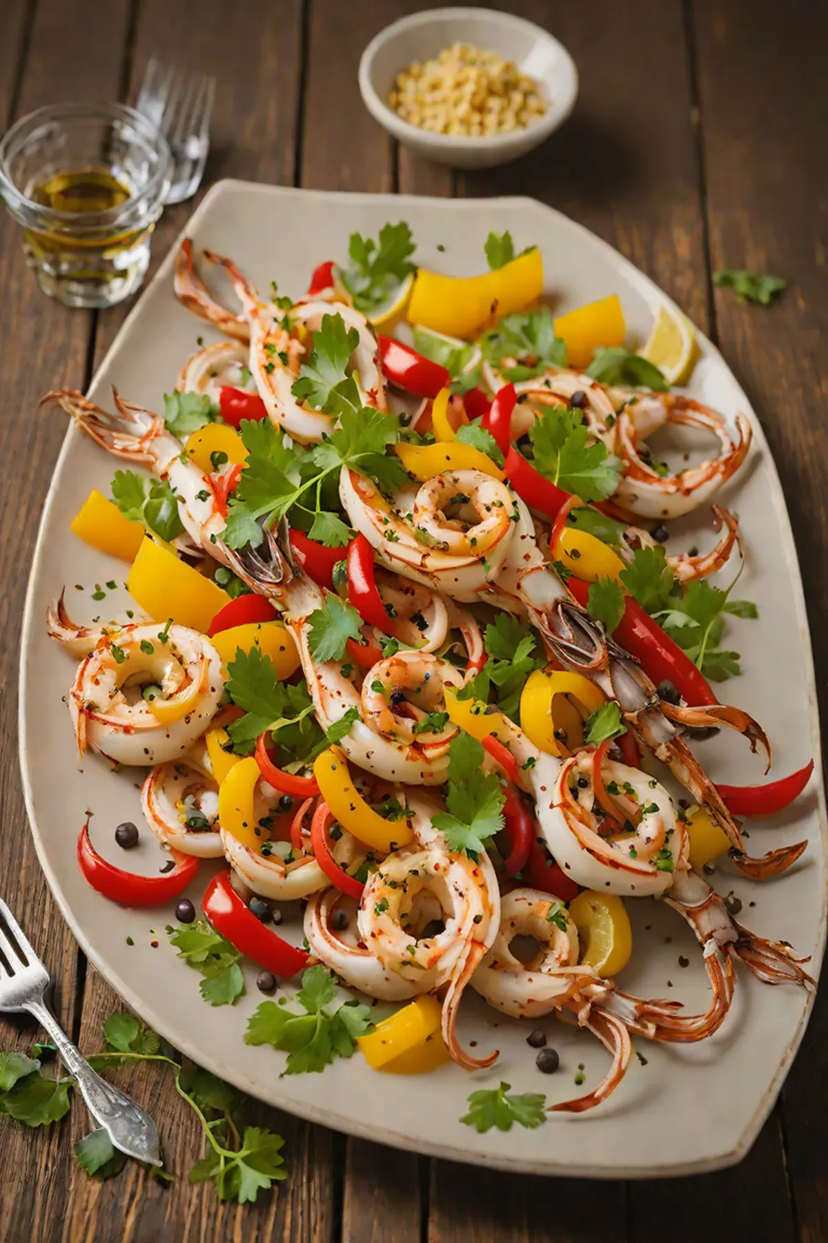 Grilled Squid with Bell Pepper