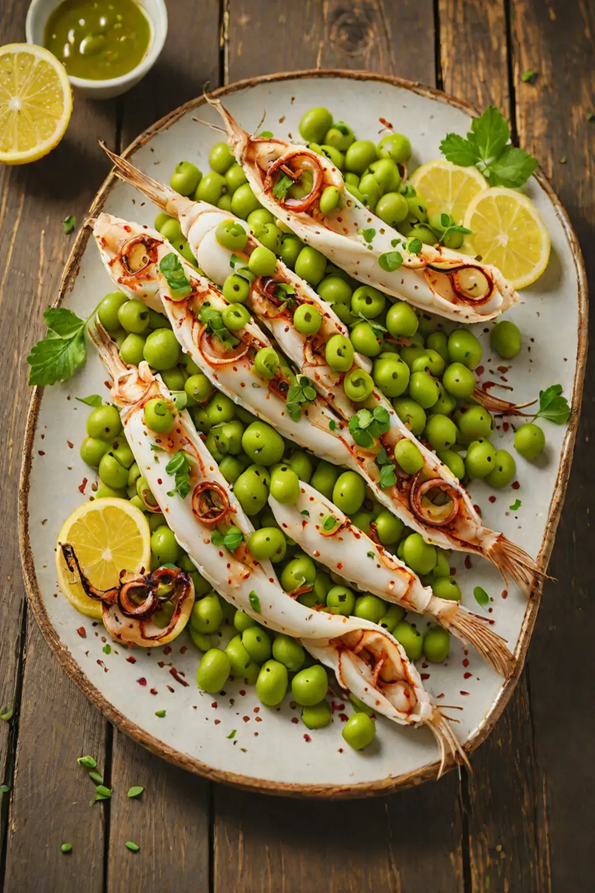 Grilled Squid with Edamame