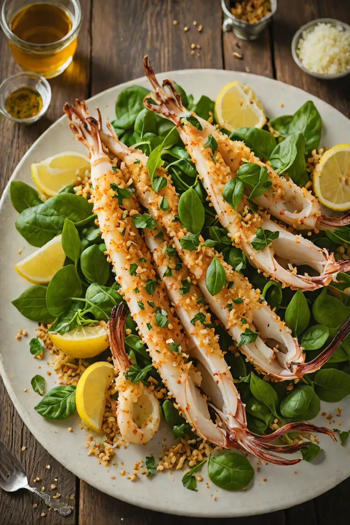 Grilled Squid with Spinach