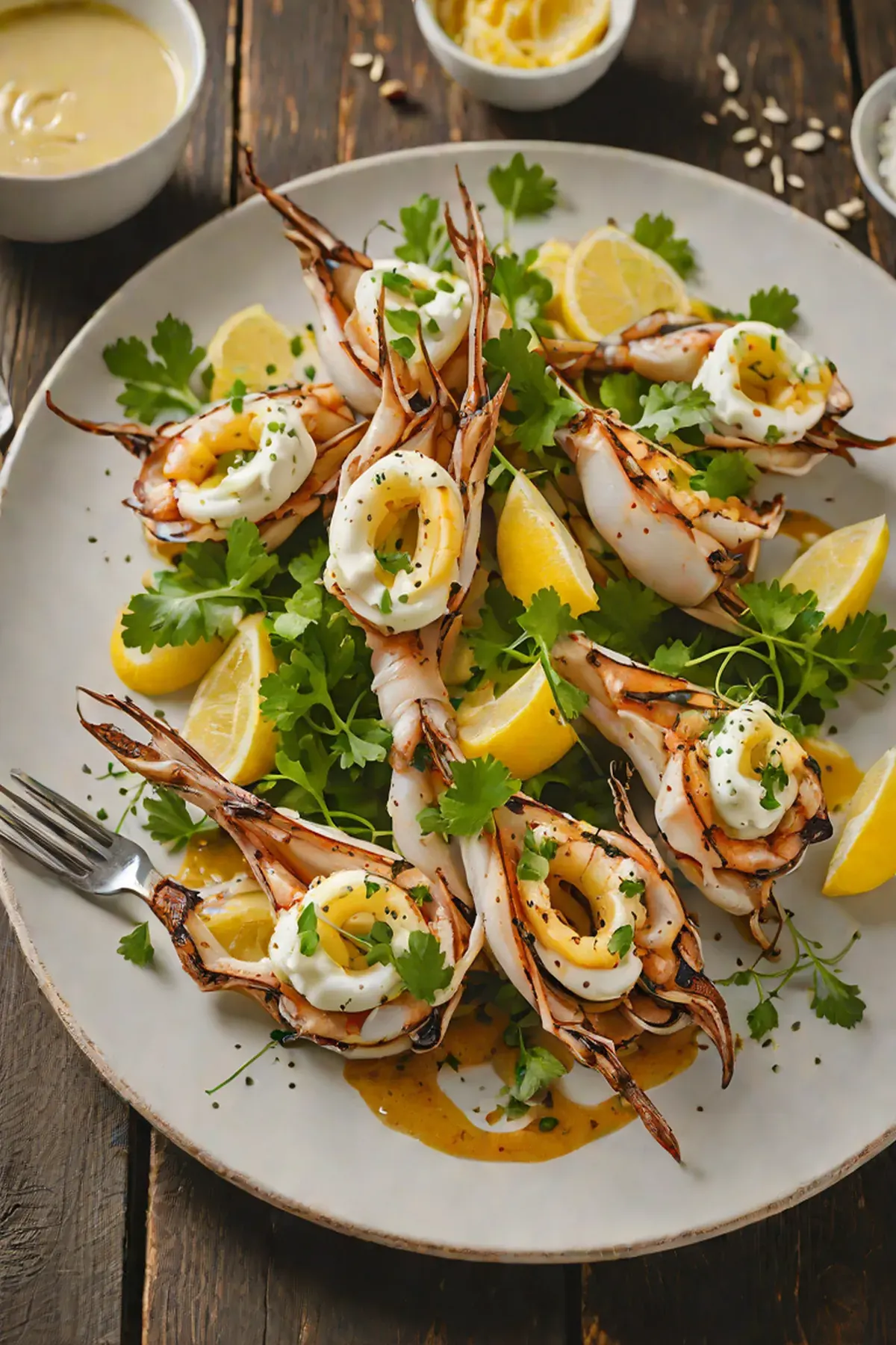 Grilled Squid with Turnip and Garlic Aioli