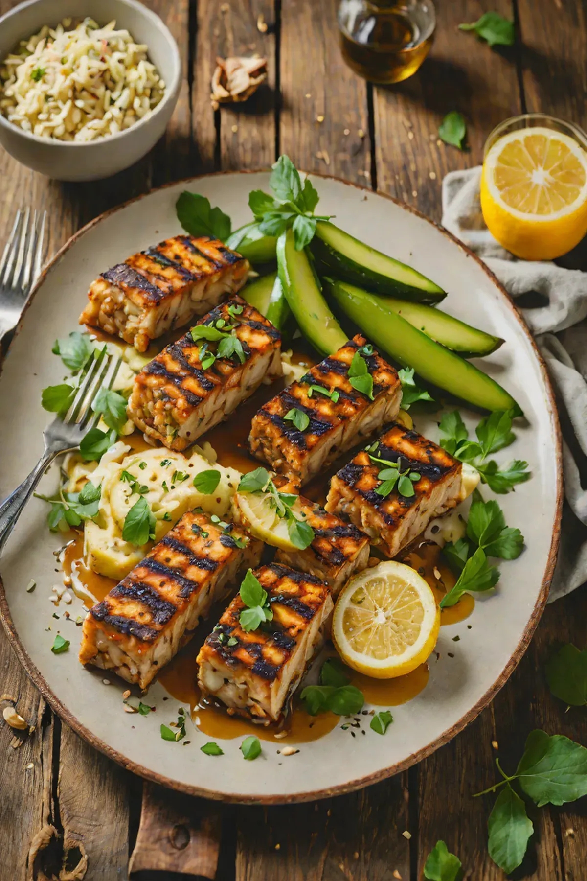 Grilled Tempeh with Courgette