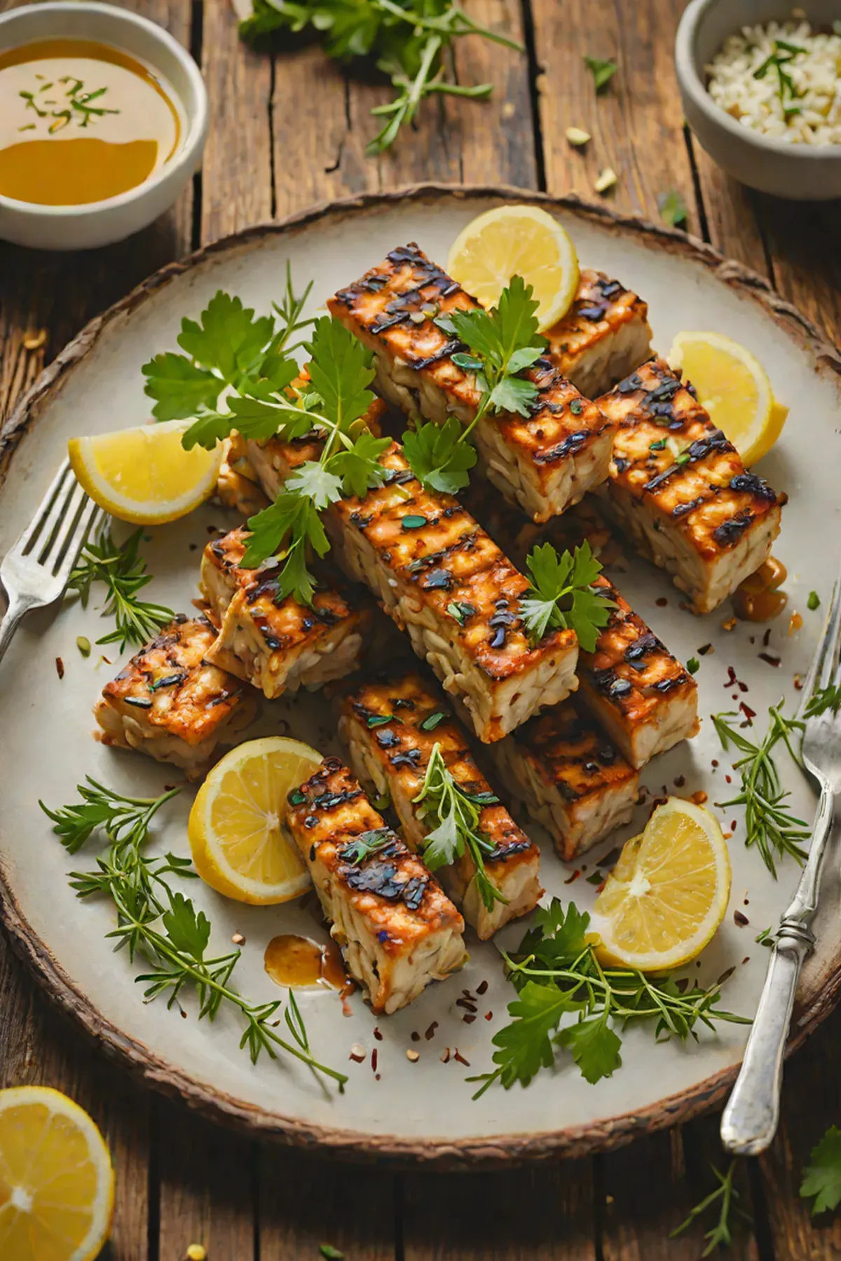 Grilled Tempeh with Garlic
