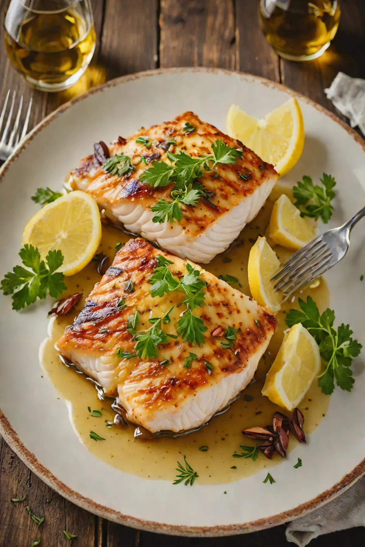 Grilled Tilapia with Parsnip Purée and Herb Oil