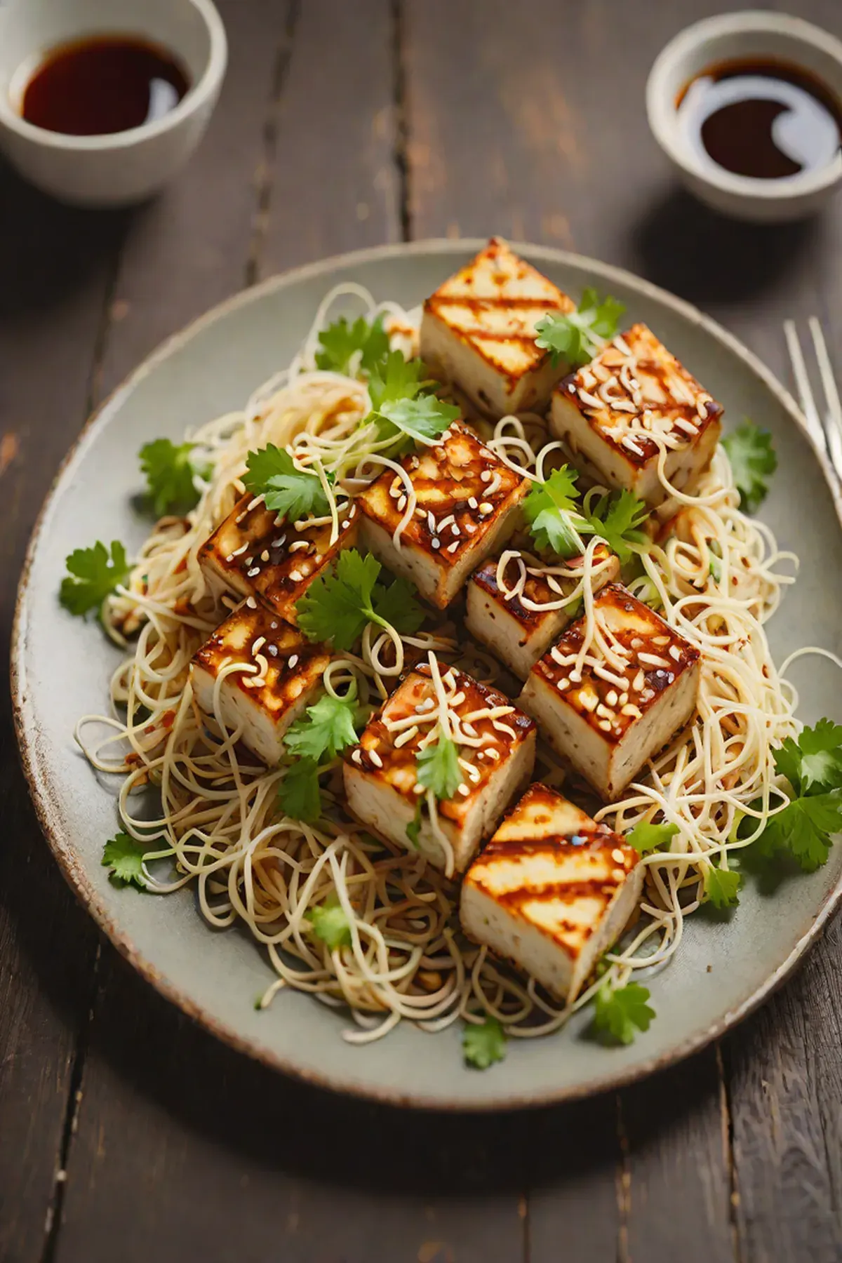 Grilled Tofu with Bean Sprout