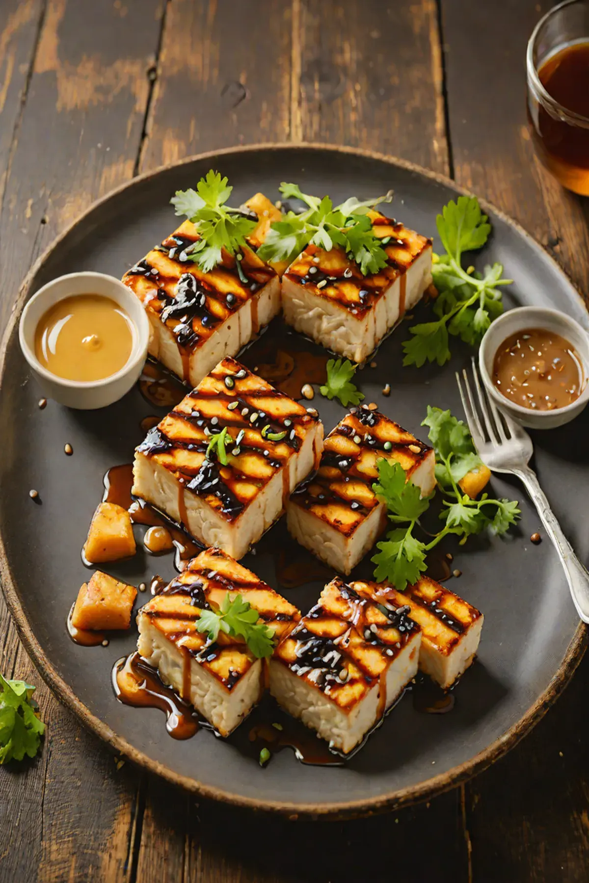 Grilled Tofu with Caramelized Onion and Miso Glaze