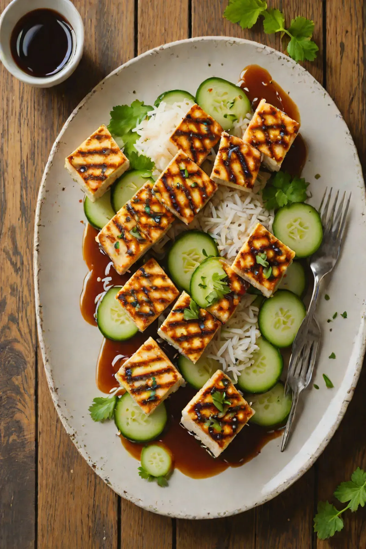 Grilled Tofu with Cucumber