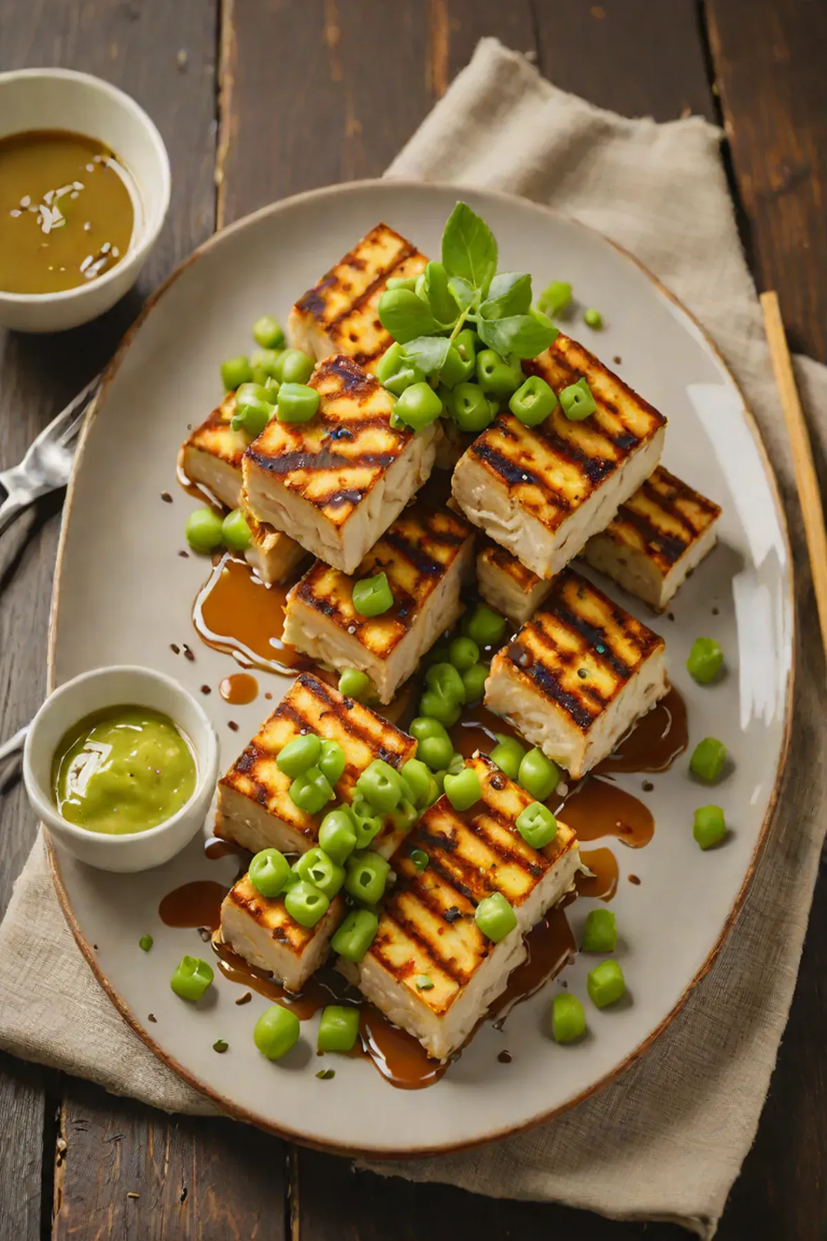 Grilled Tofu with Edamame