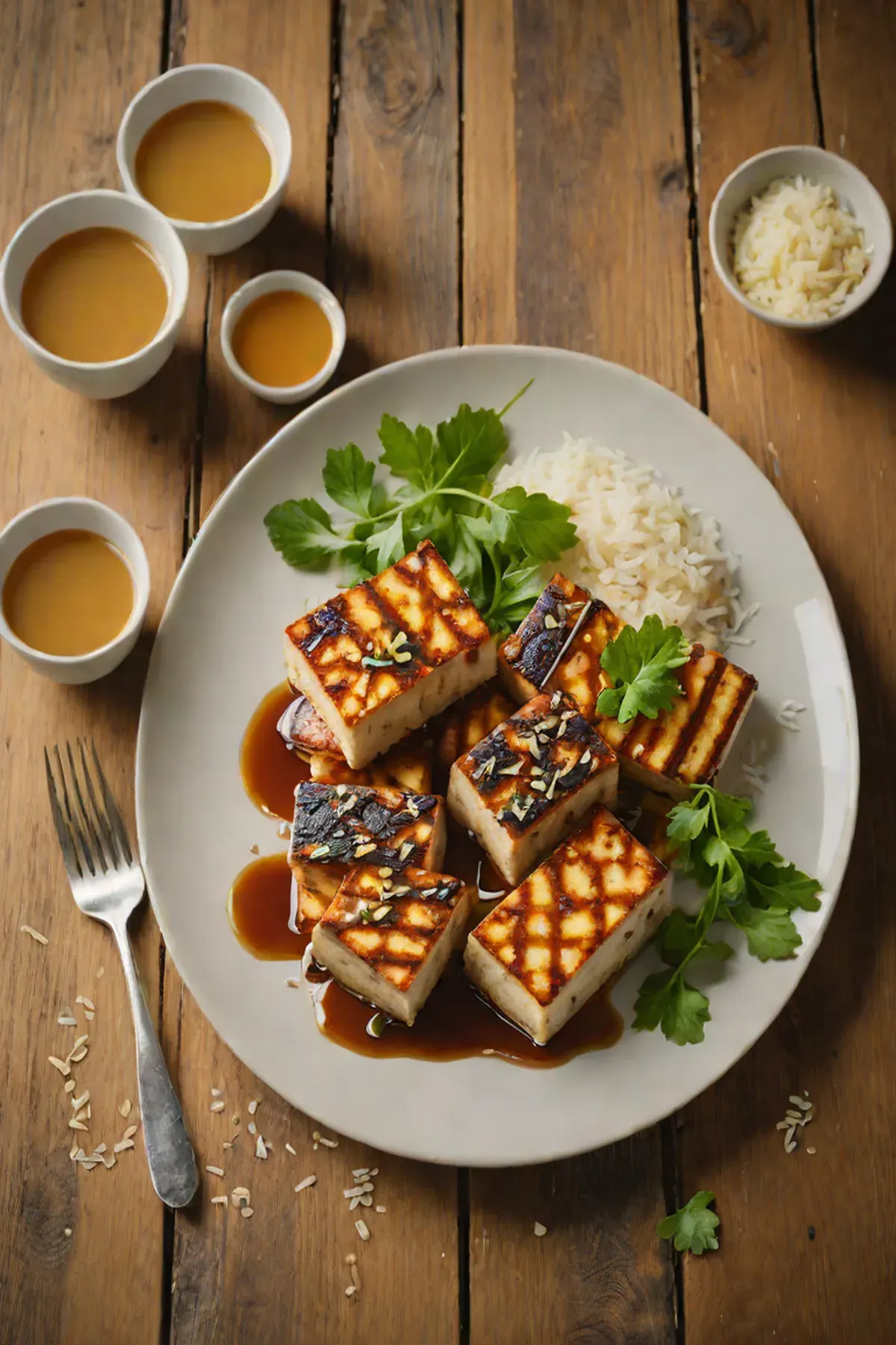 Grilled Tofu with Parsnip and Miso-Ginger Glaze