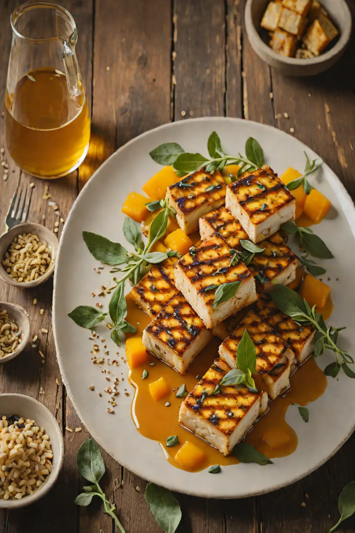 Grilled Tofu with Pumpkin and Sage Brown Butter