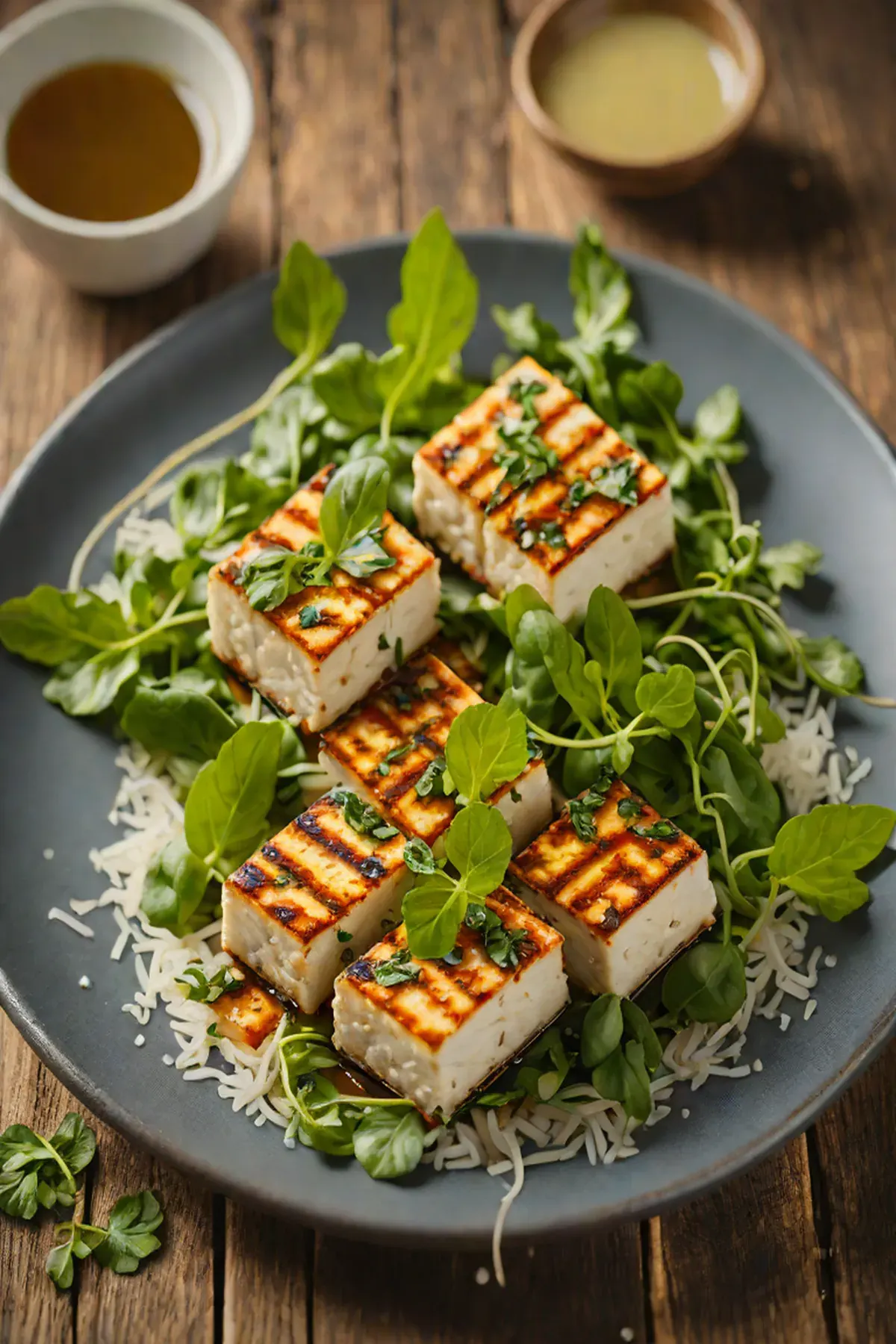 Grilled Tofu with Watercress