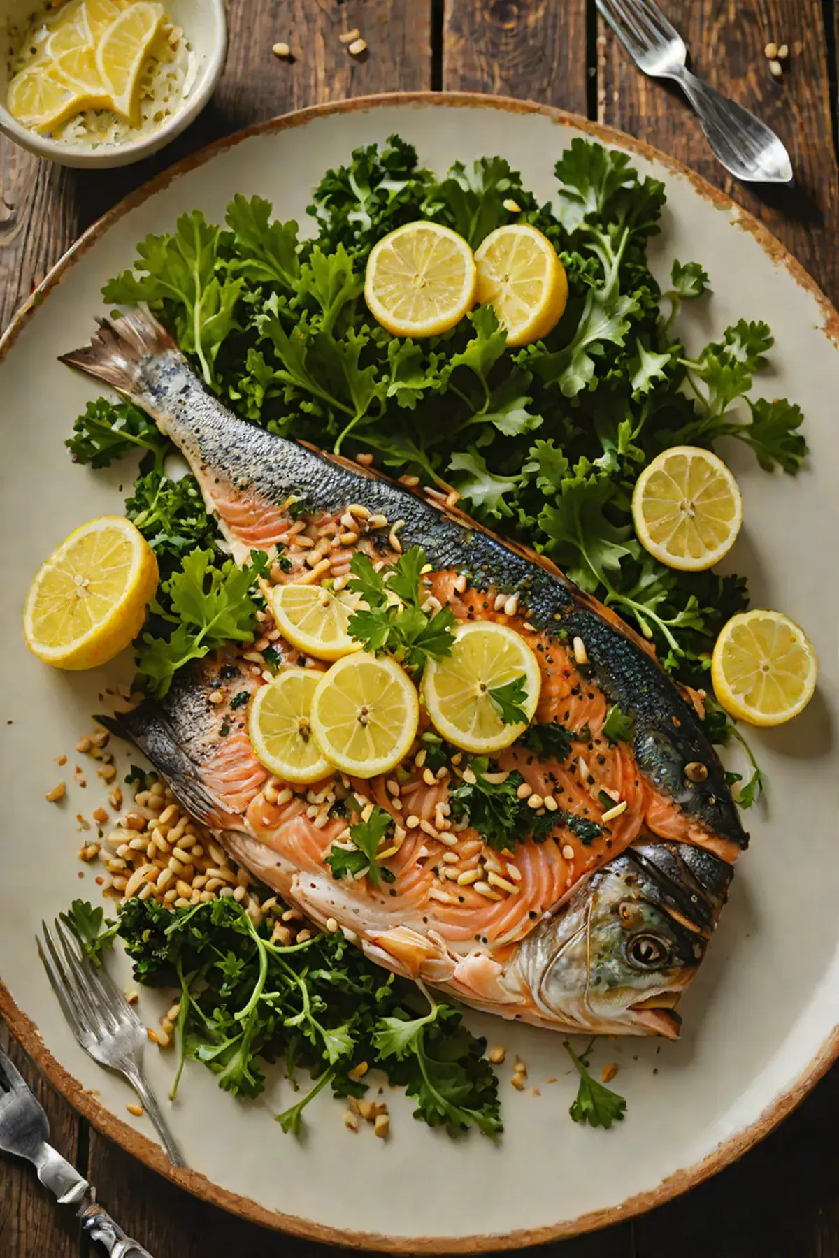 Grilled Trout with Kale
