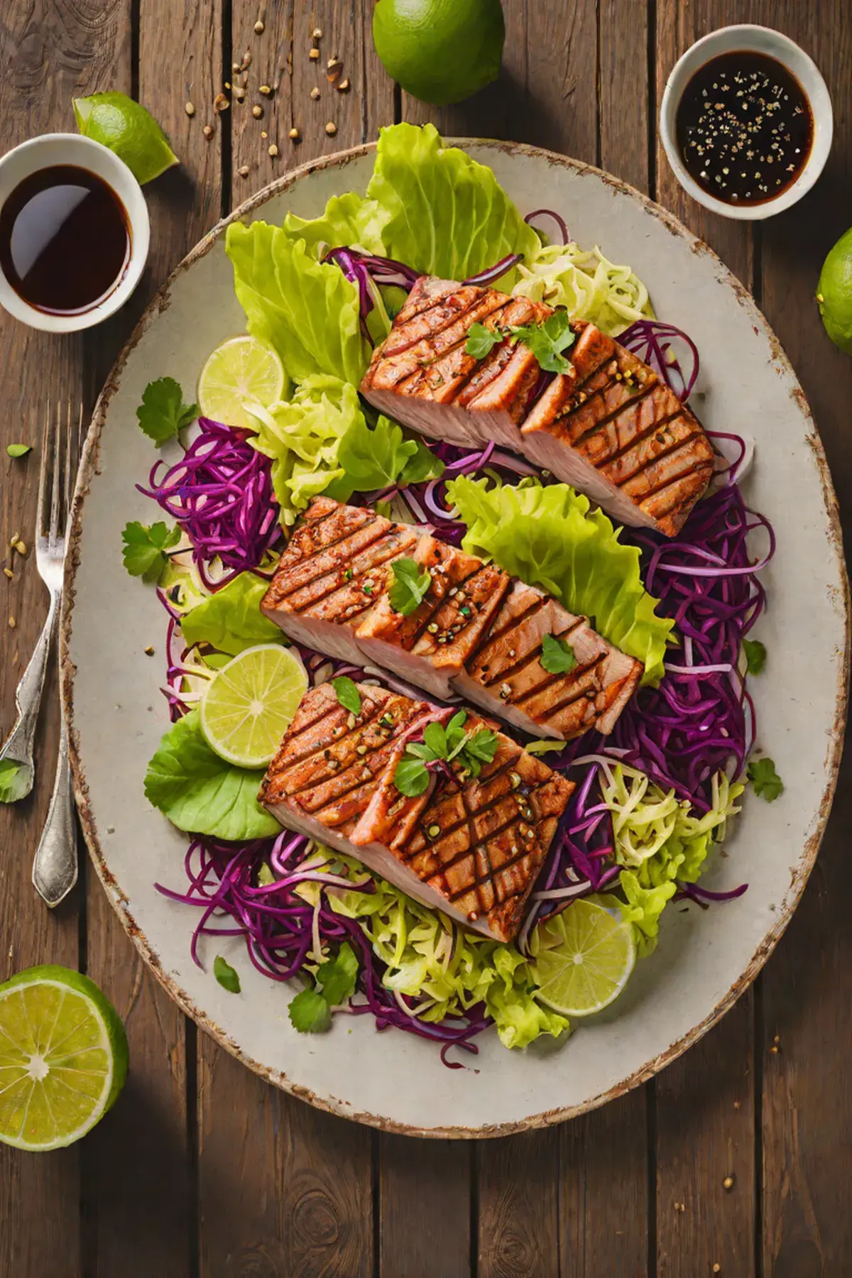 Grilled Tuna with Cabbage