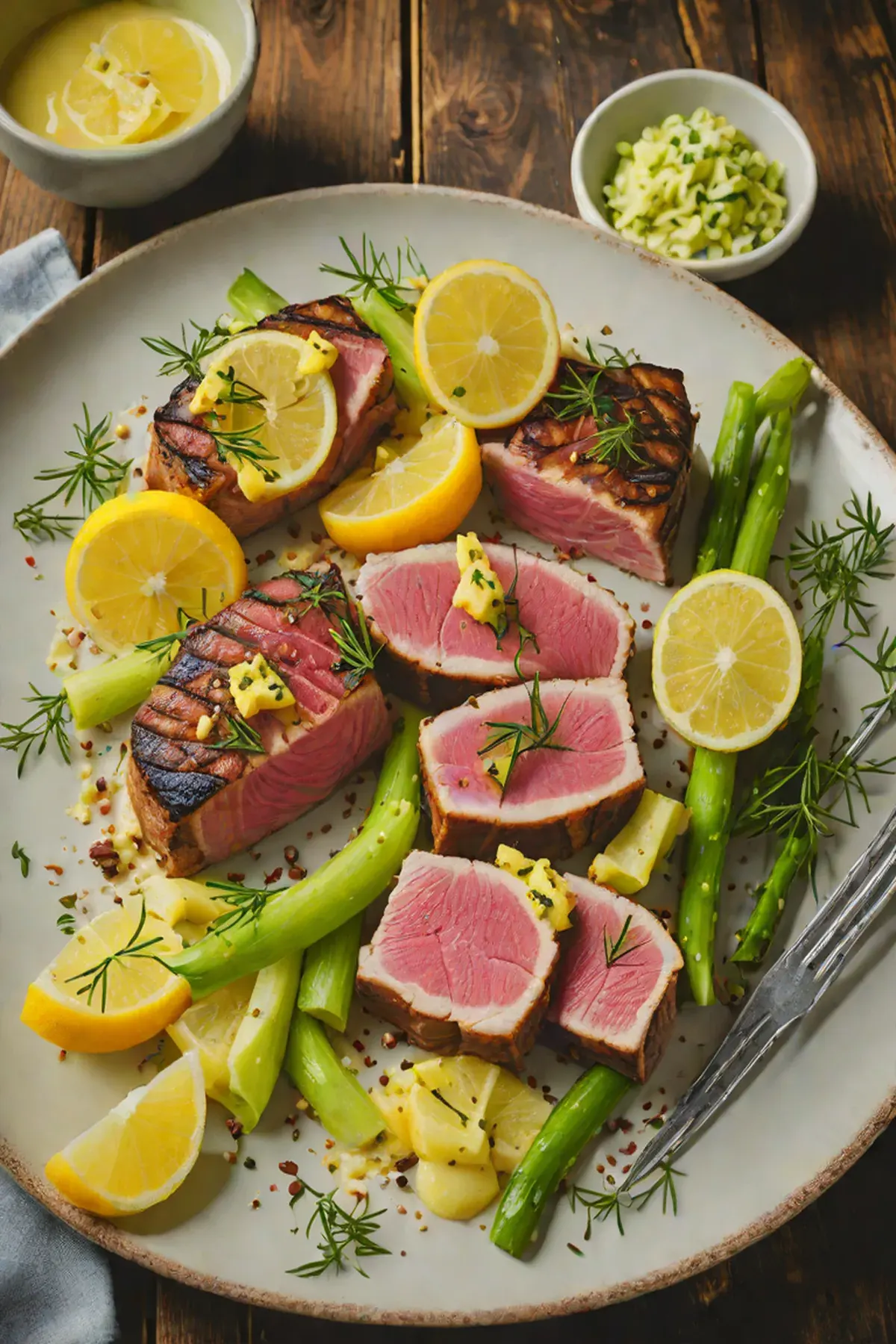 Grilled Tuna with Leek and Citrus Butter