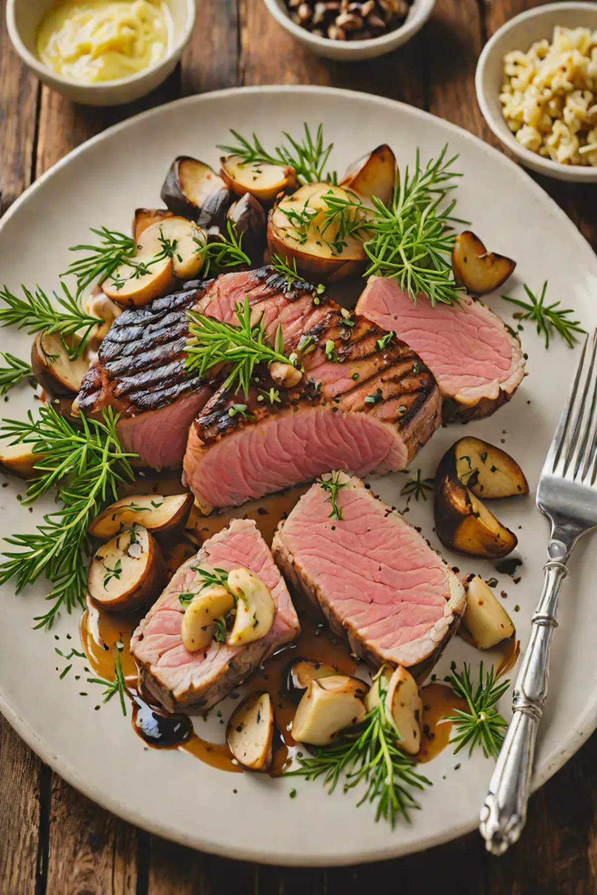 Grilled Tuna with Mushroom and Herb Butter