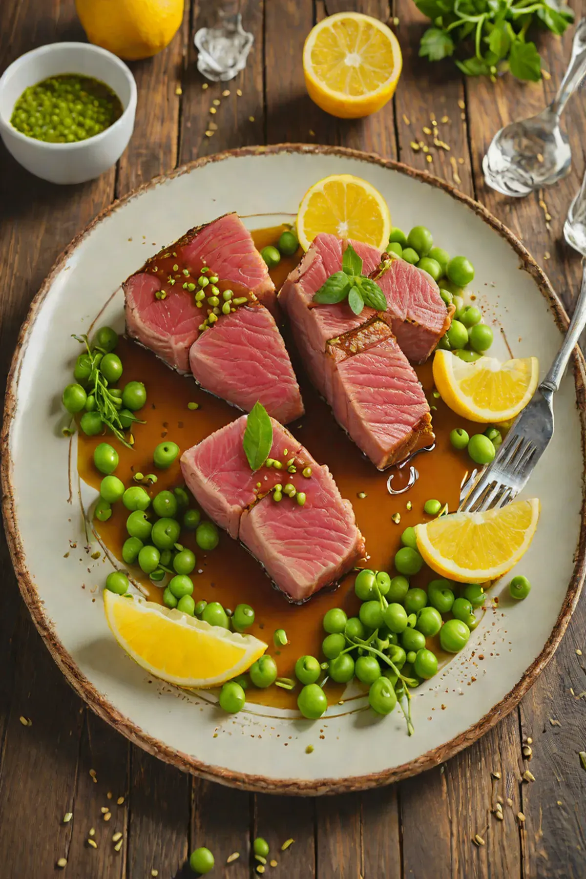 Grilled Tuna with Pea and Citrus Glaze