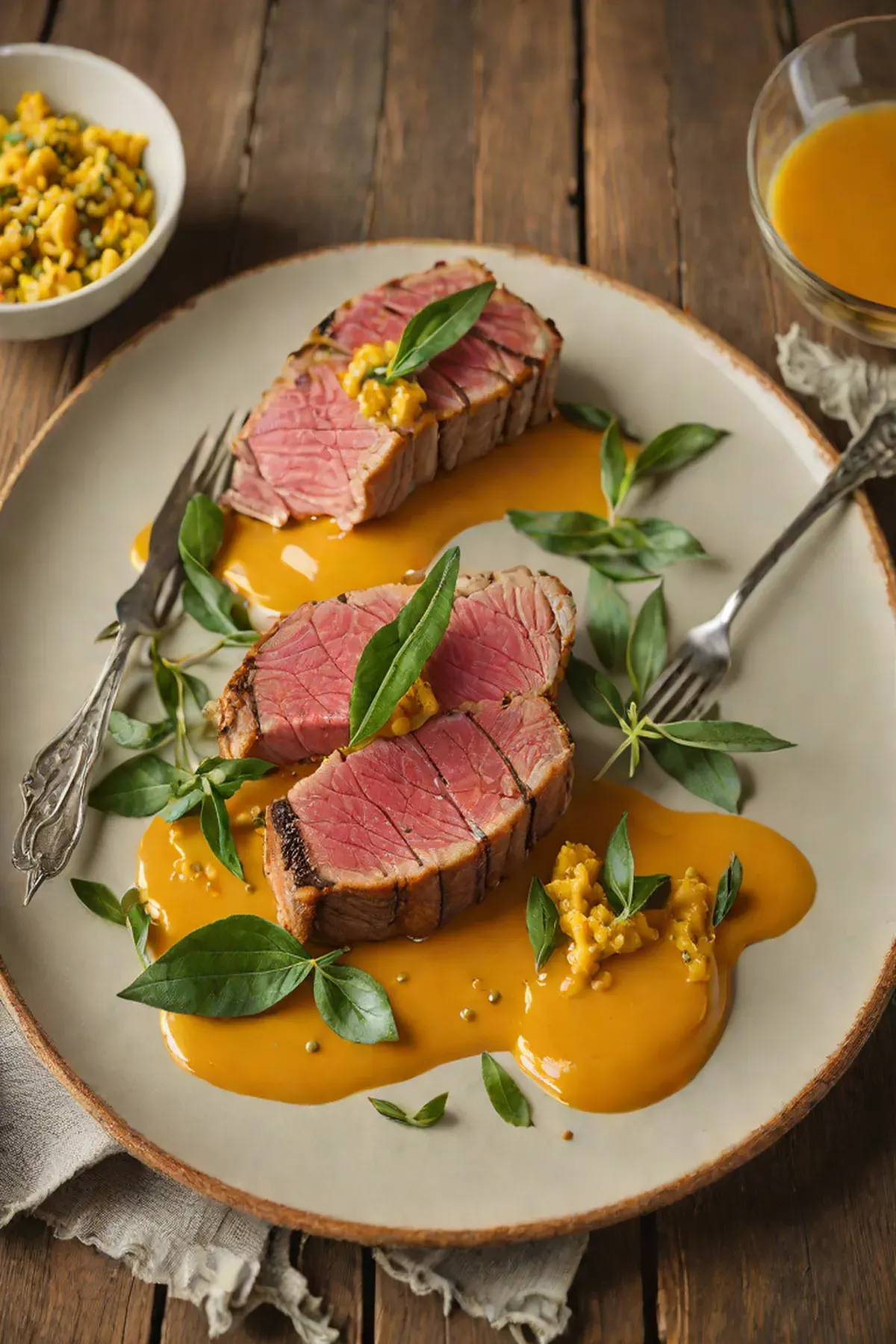 Grilled Tuna with Pumpkin Puree and Sage Brown Butter