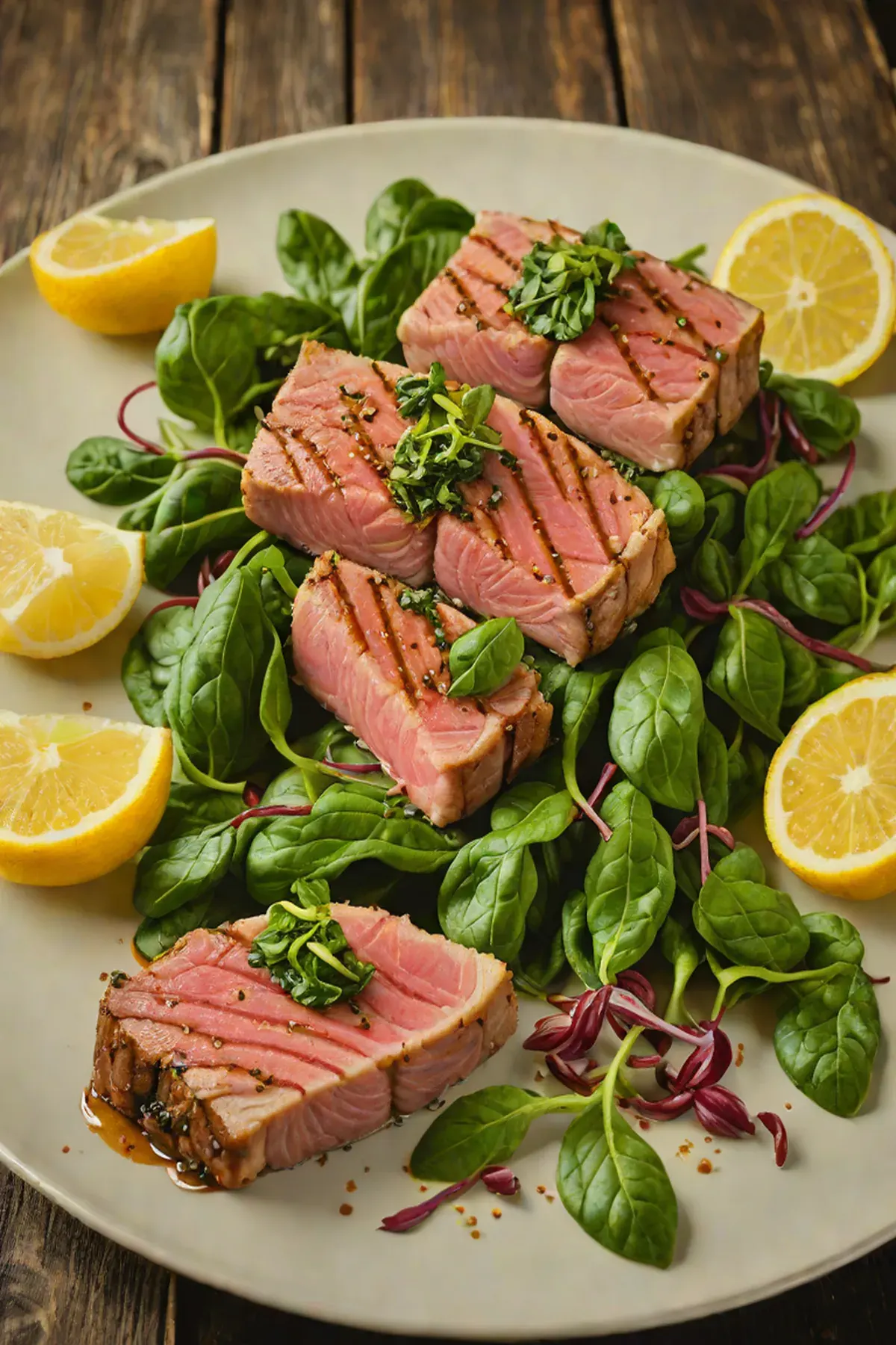 Grilled Tuna with Spinach