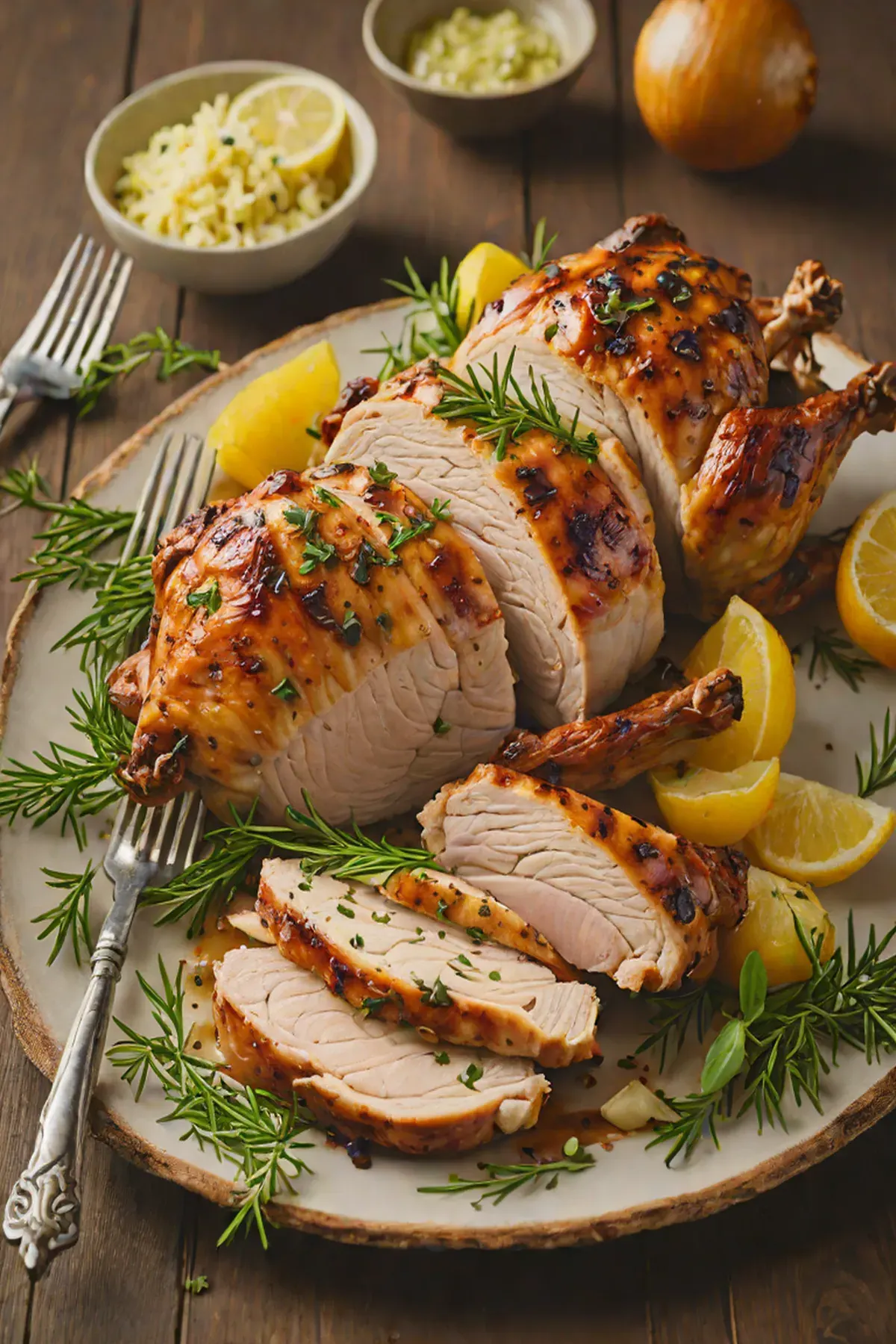 Grilled Turkey with Caramelized Onion and Herb Butter