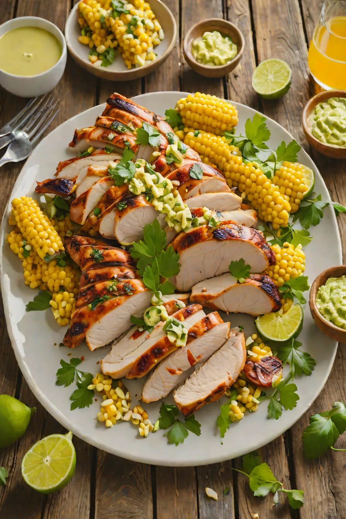 Grilled Turkey with Corn and Cilantro-Lime Butter