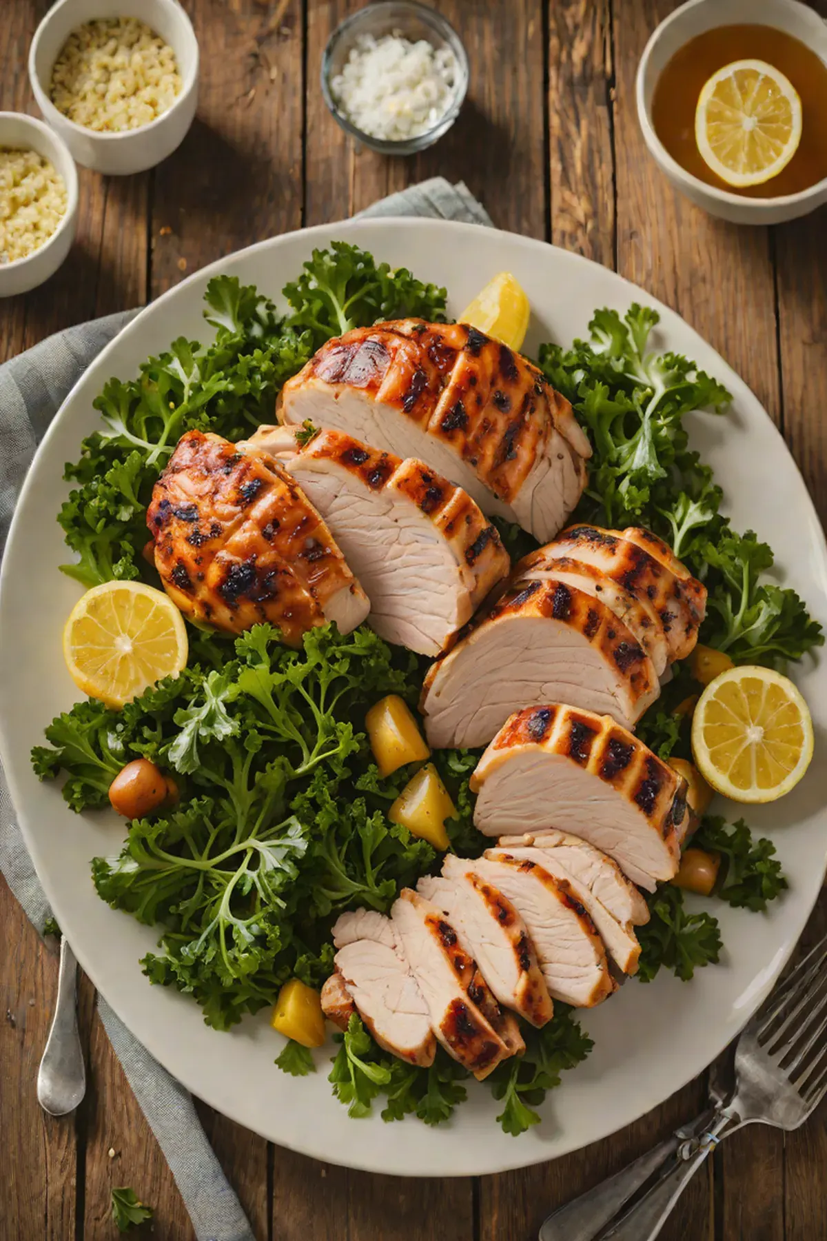 Grilled Turkey with Kale