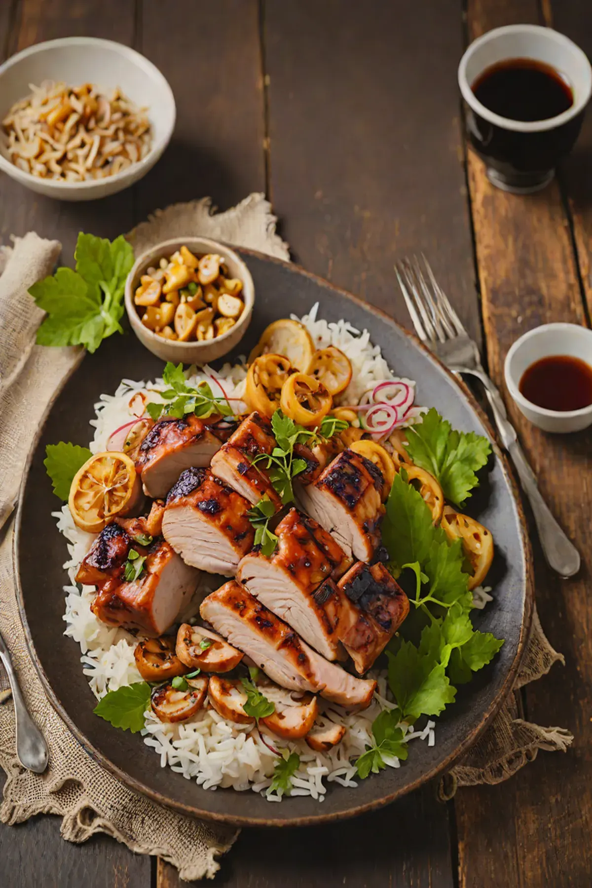 Grilled Turkey with Lotus Root and Ginger-Soy Glaze