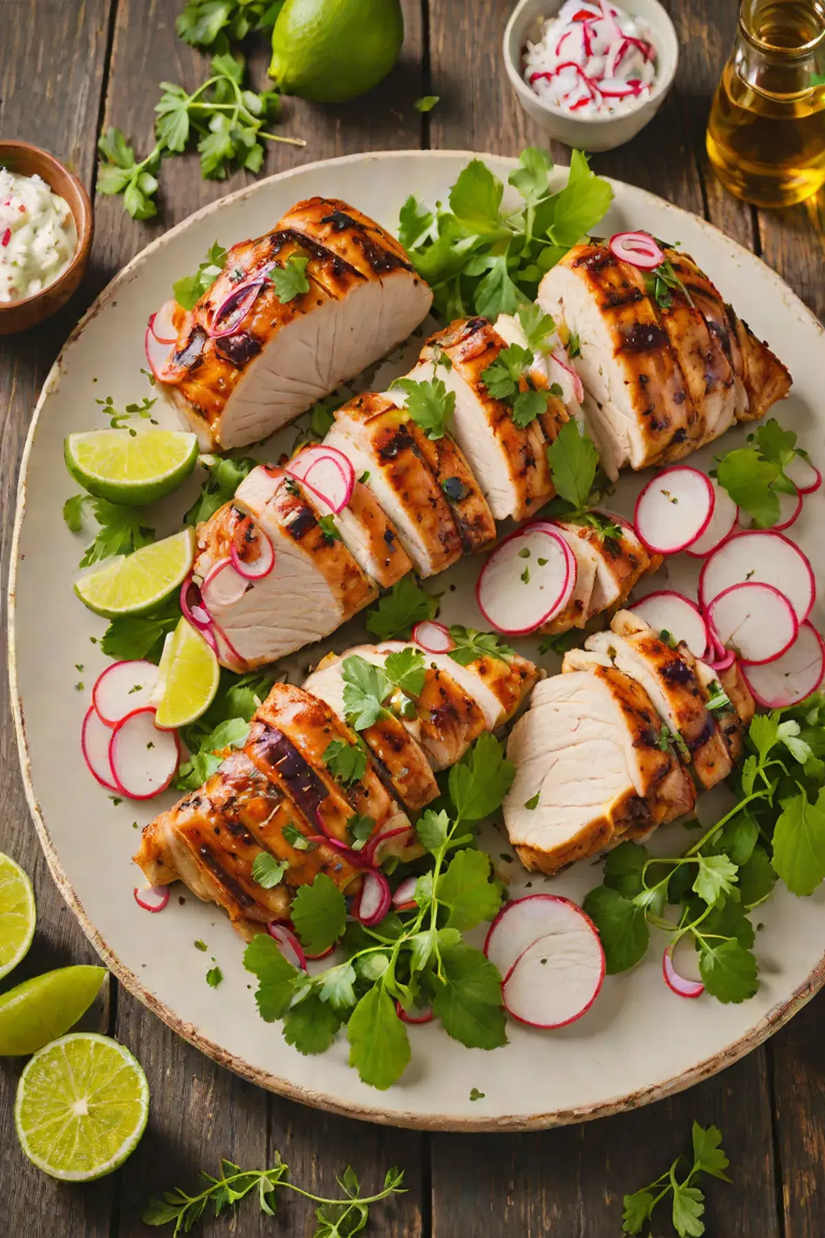 Grilled Turkey with Radish and Herb Salsa