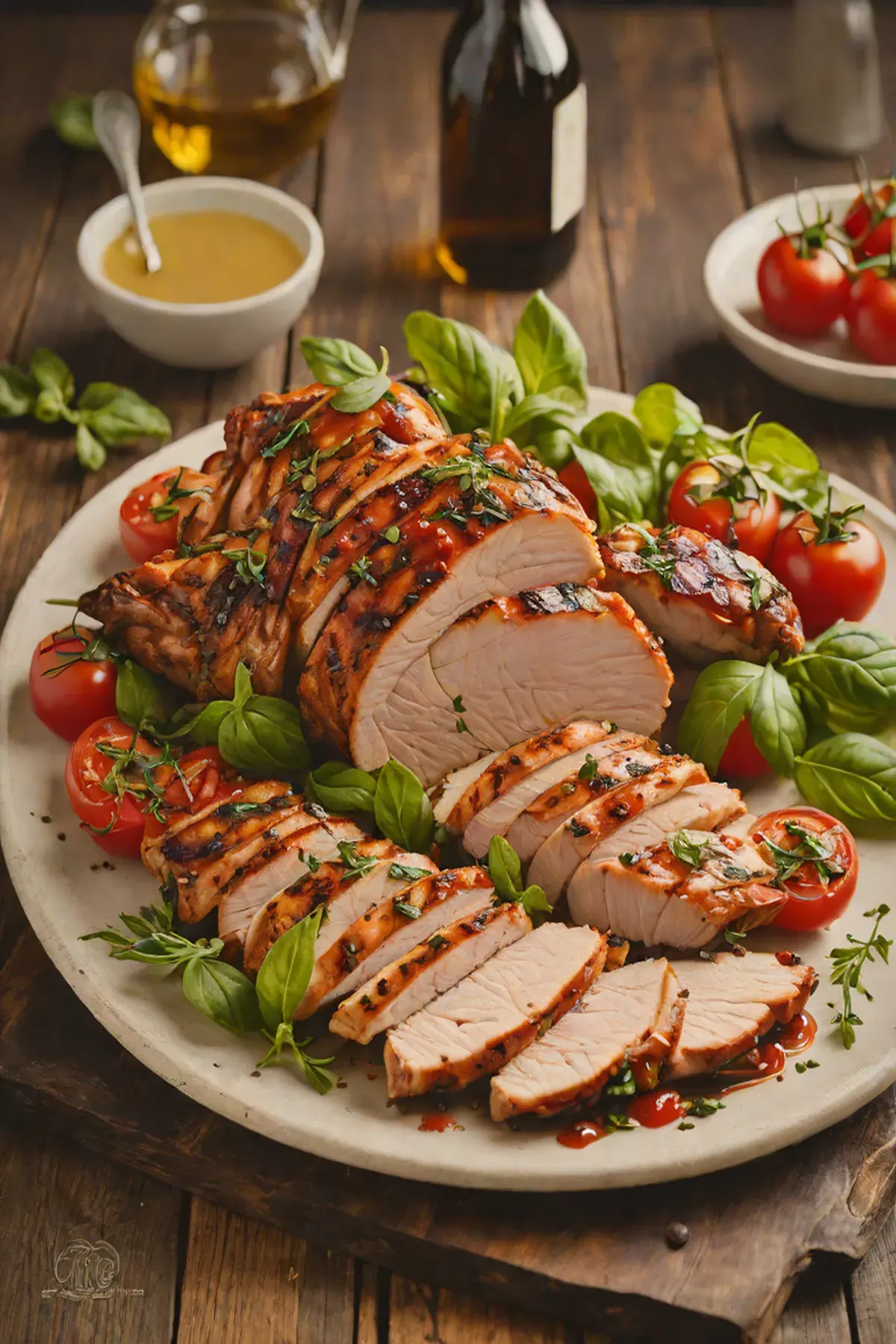 Grilled Turkey with Tomato and Herb Marinade