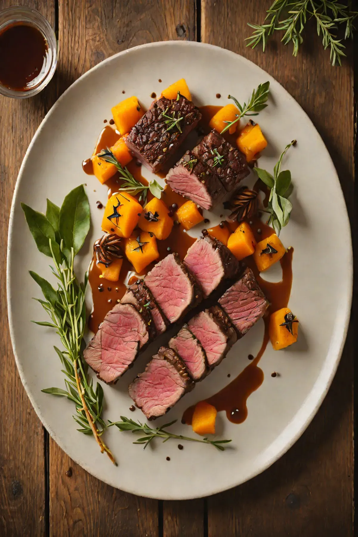 Grilled Venison Loin with Roasted Butternut Squash and Sage Brown Butter