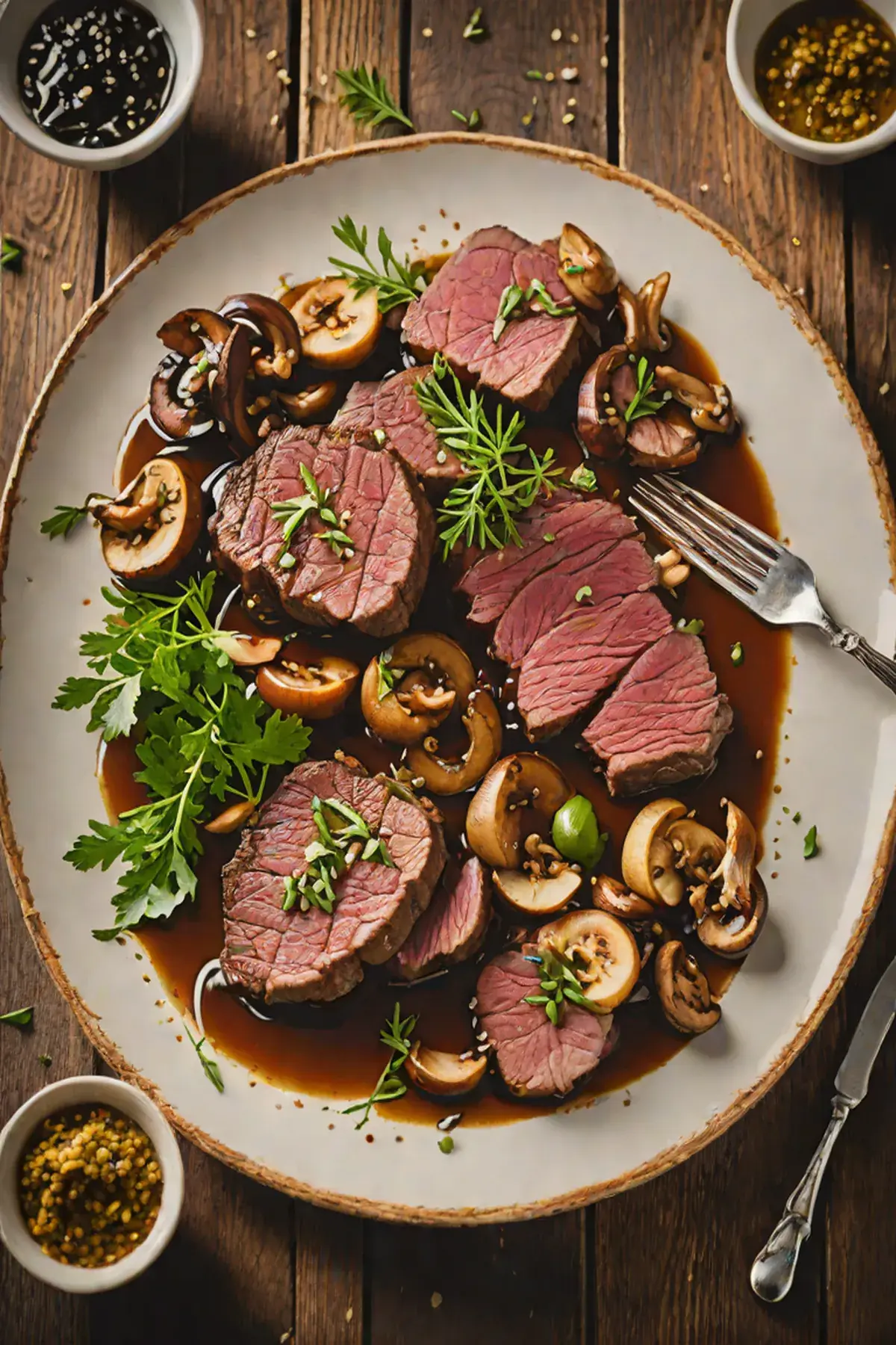 Grilled Venison with Ginger and Mushroom Sauté