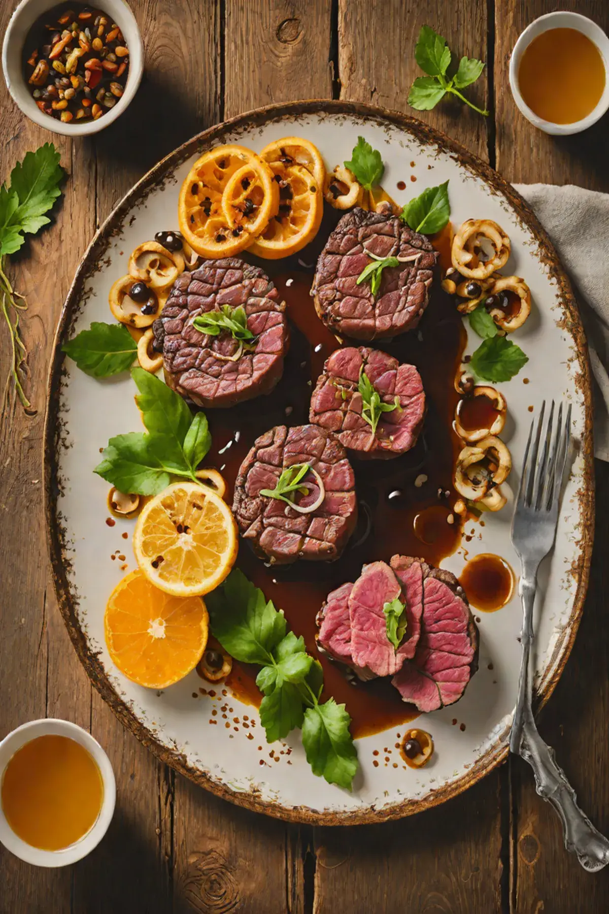 Grilled Venison with Lotus Root