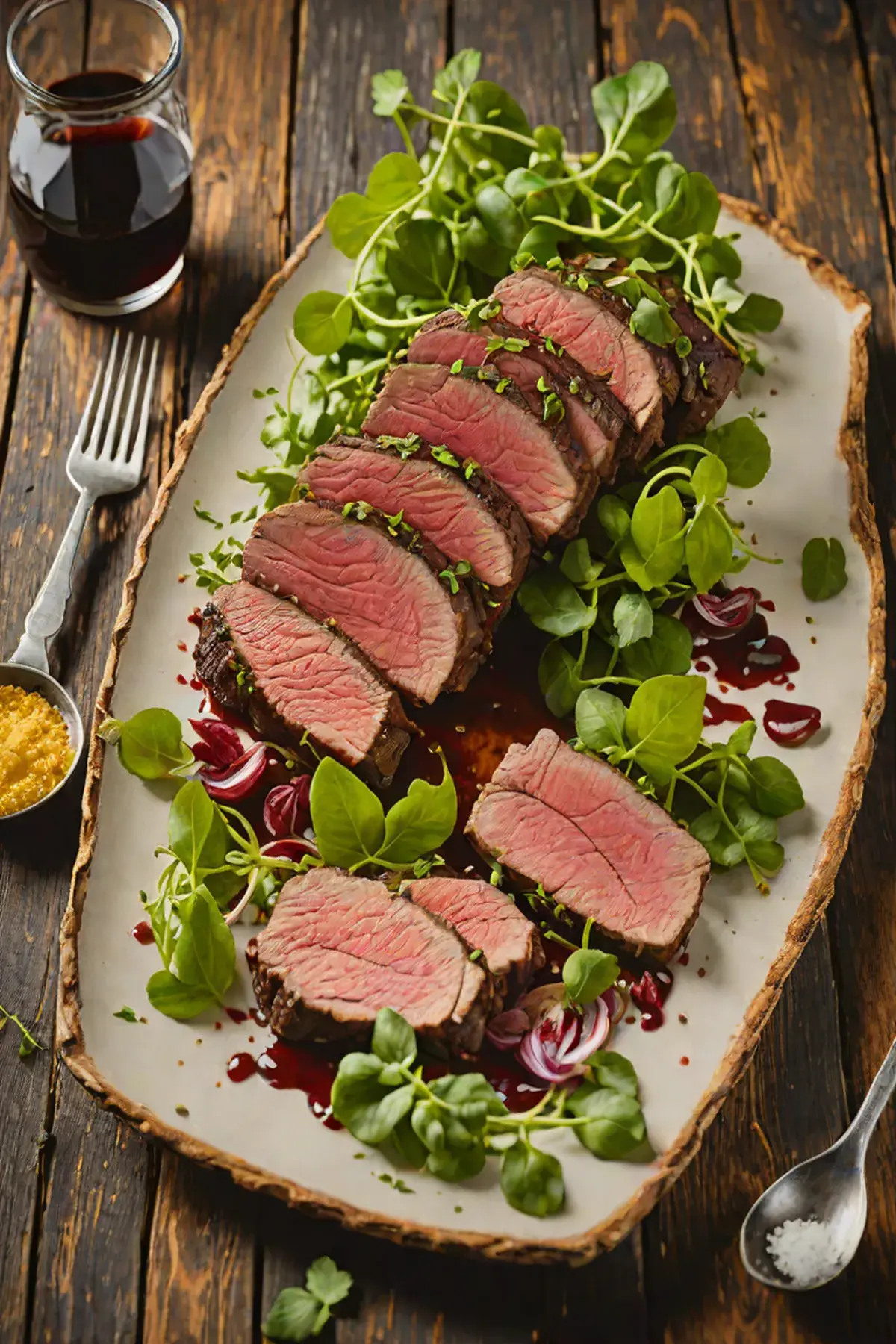 Grilled Venison with Watercress Salad