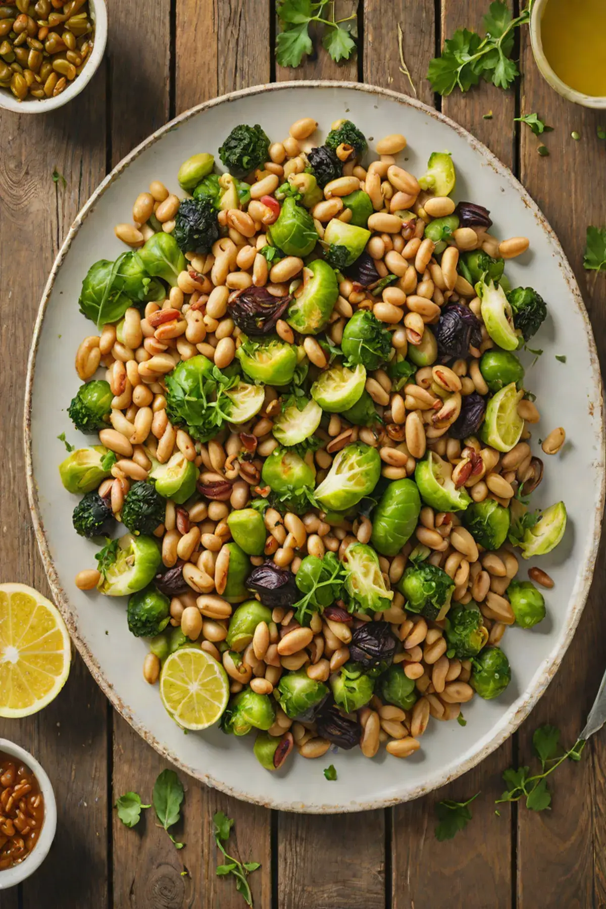 Grilled White Beans and Brussels Sprouts