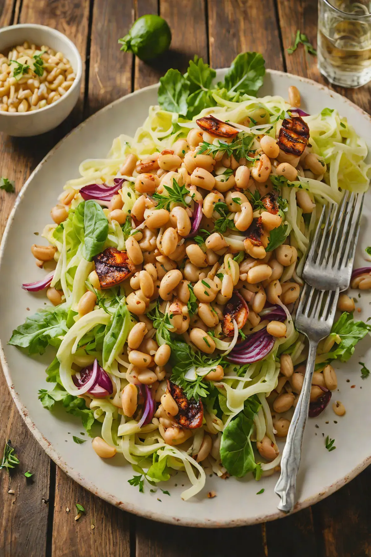 Grilled White Beans and Cabbage