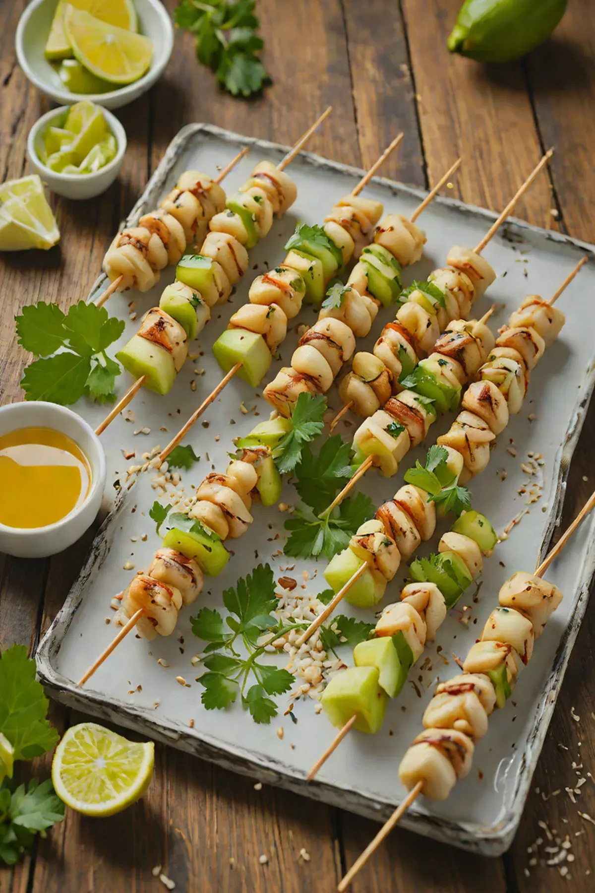 Grilled White Beans and Celery Skewers